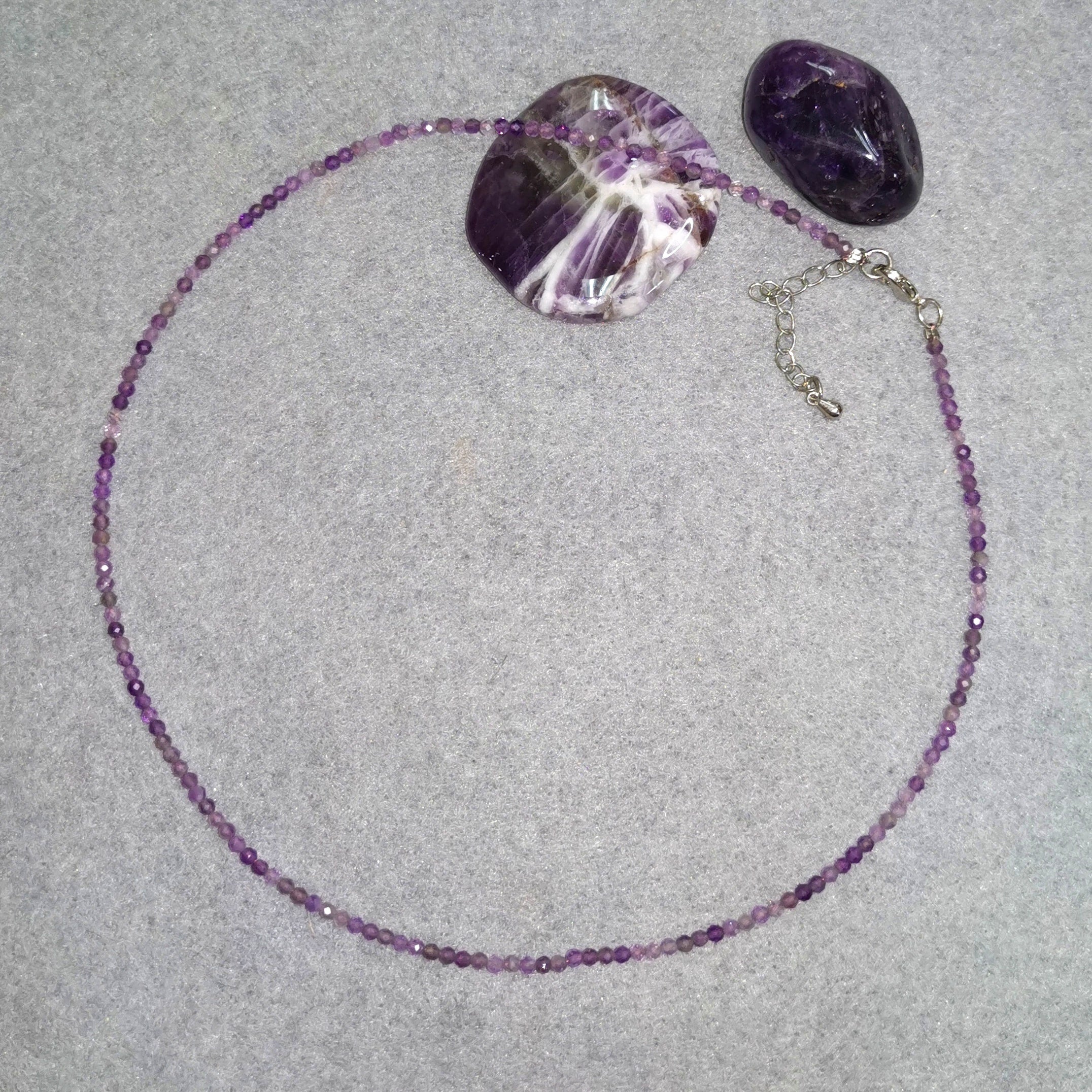 Amethyst Edelstein Kette, Karma Heilstein Schmuck Kette 2 mm - Harmonie in Beziehungen