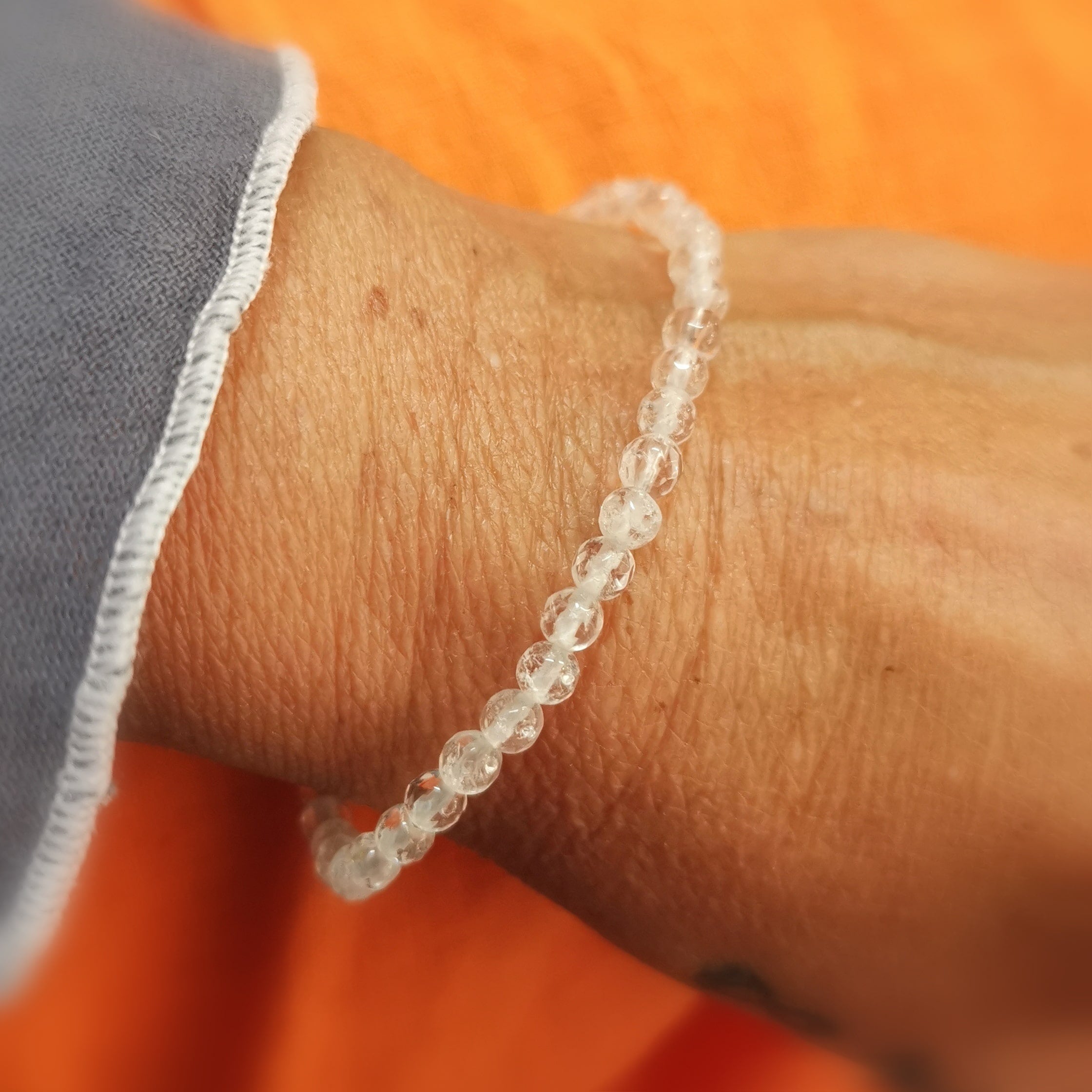 Bergkristall Edelstein Heilstein Armband facettiert 4 mm - Klarheit, neuer Energiefluss