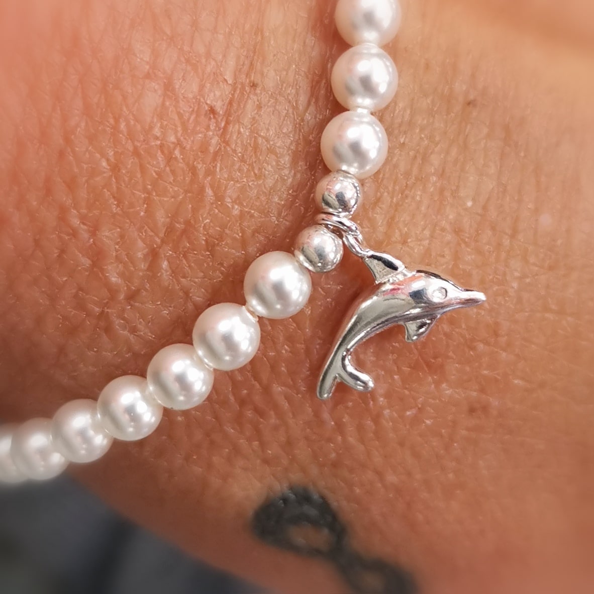 Delfin Swarovski Perlen Karma Armband, Schönheit des freien Lebens