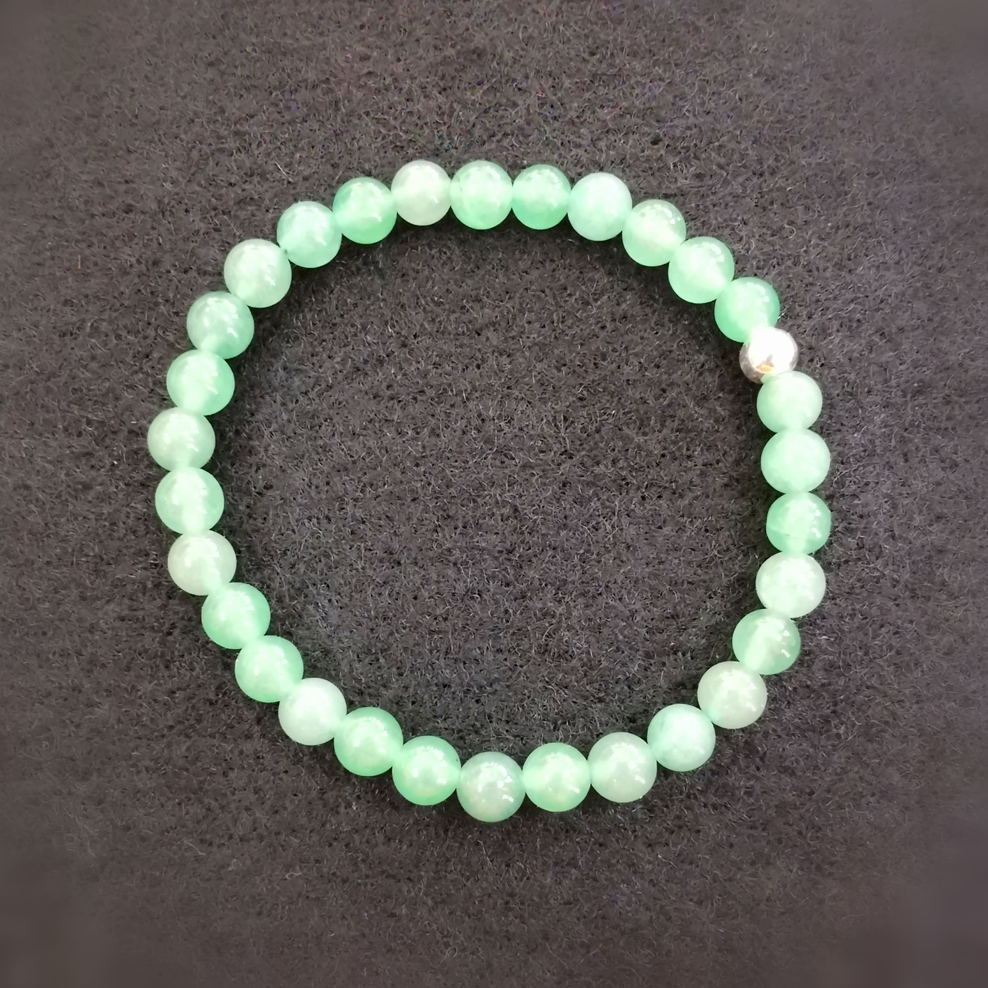 Jade bracelet Indian gemstones, soft green, aura chakra wellness, harmony