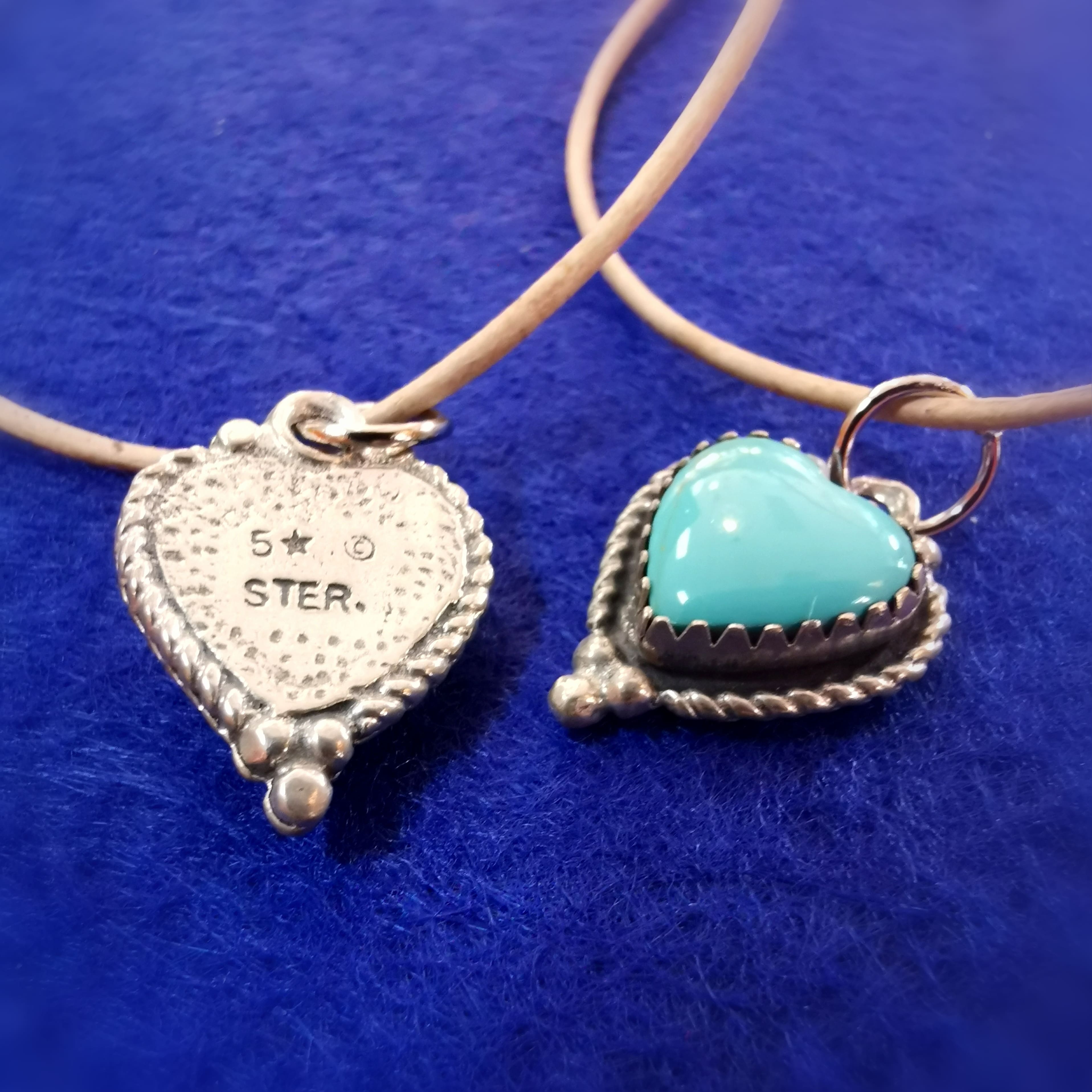 Turquoise stab. Sterling silver heart leather karma necklace, consecrated #selflove