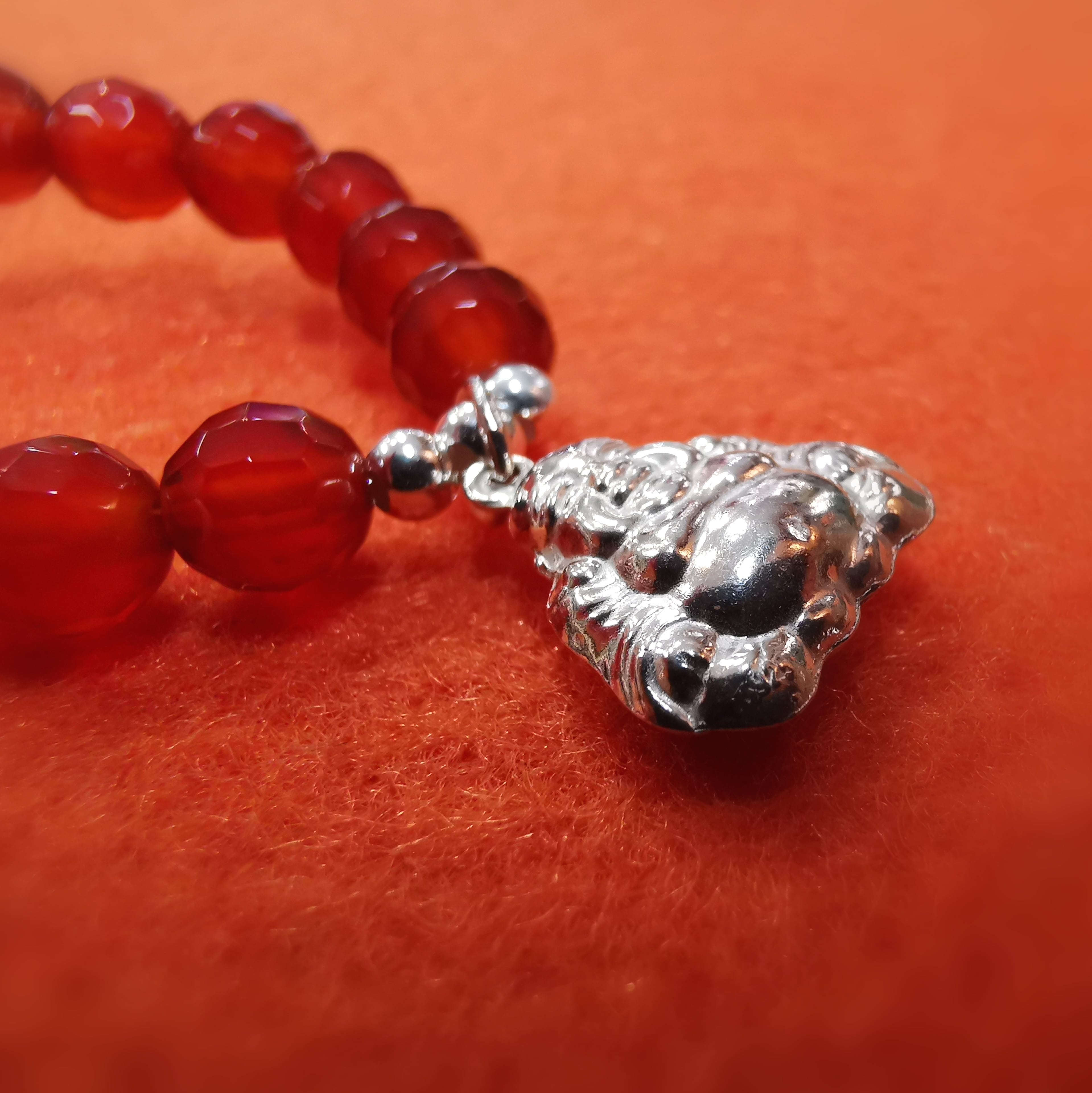 Carneol Chakra Karma Heilstein Armband Bu Dai Buddha, geweiht, Sonnenaufgang