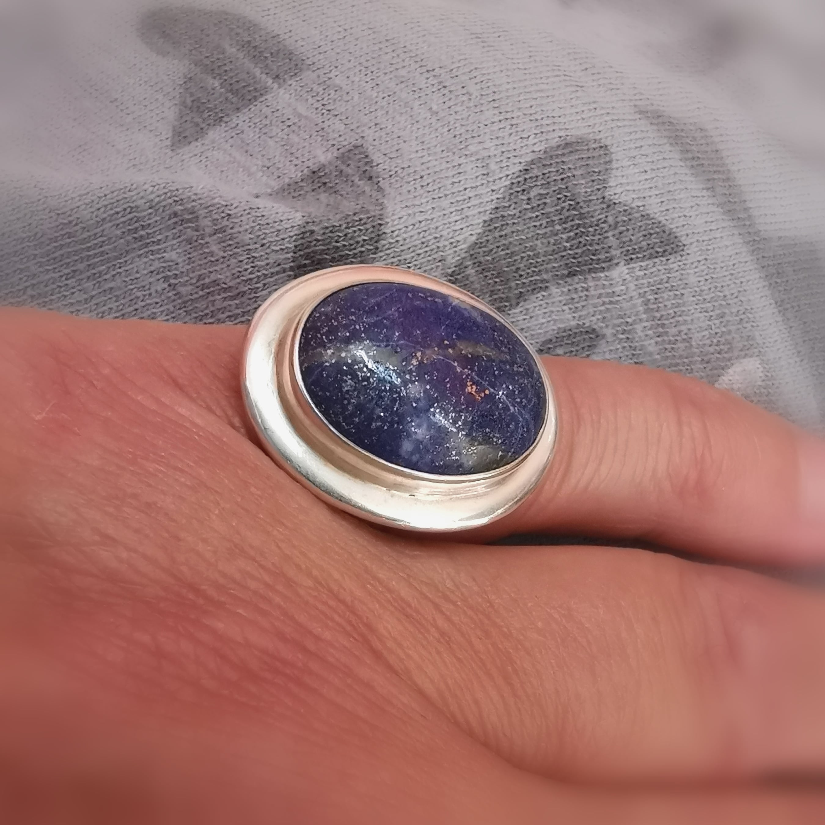 Lapislazuli Edelstein Sterlingsilber Vintage Ring, Größe 50, Chakra Karma Heilstein #freiergeist