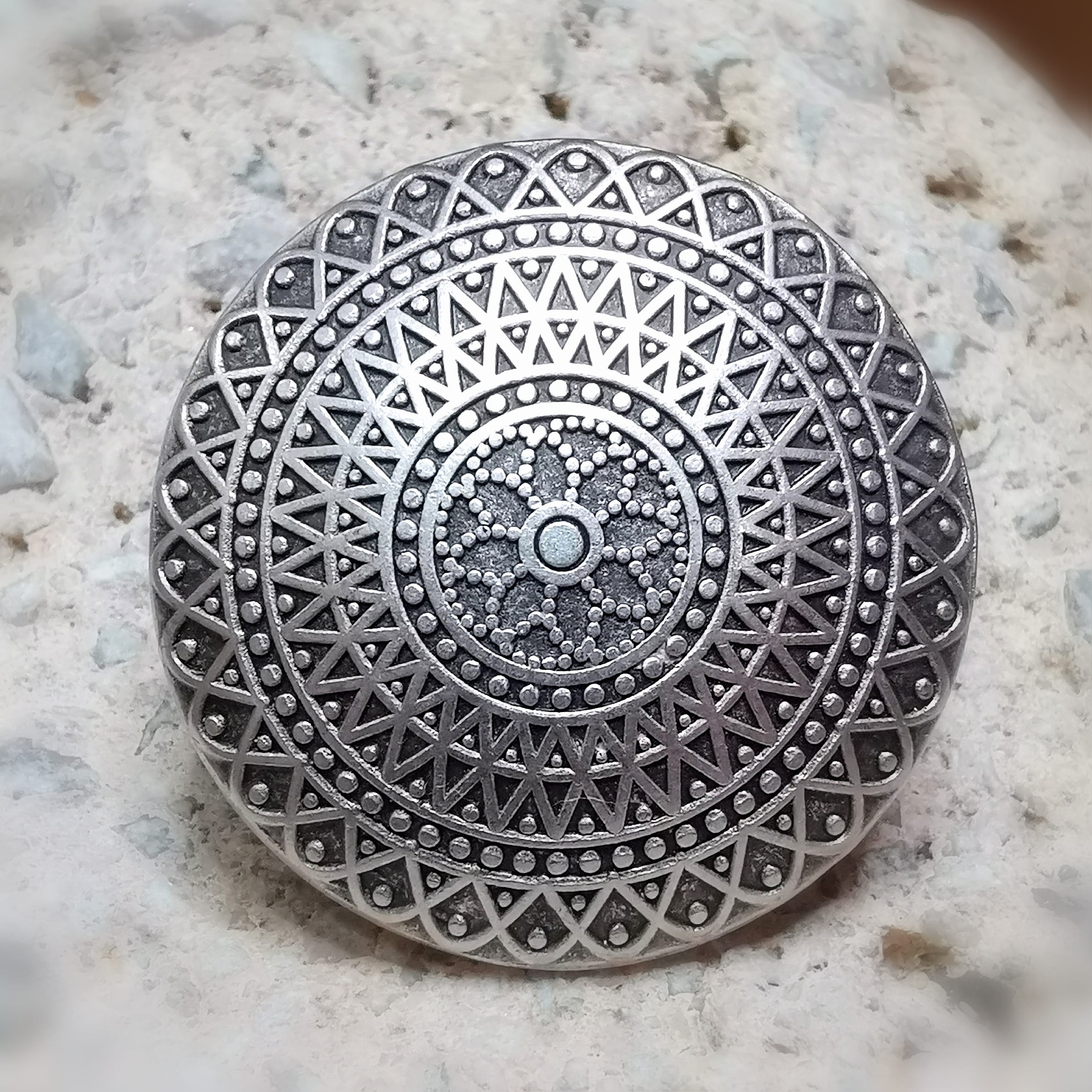 Mandala Messing Boho Fingerring XL Selbstvertrauen und Lebenslust, Größe 51