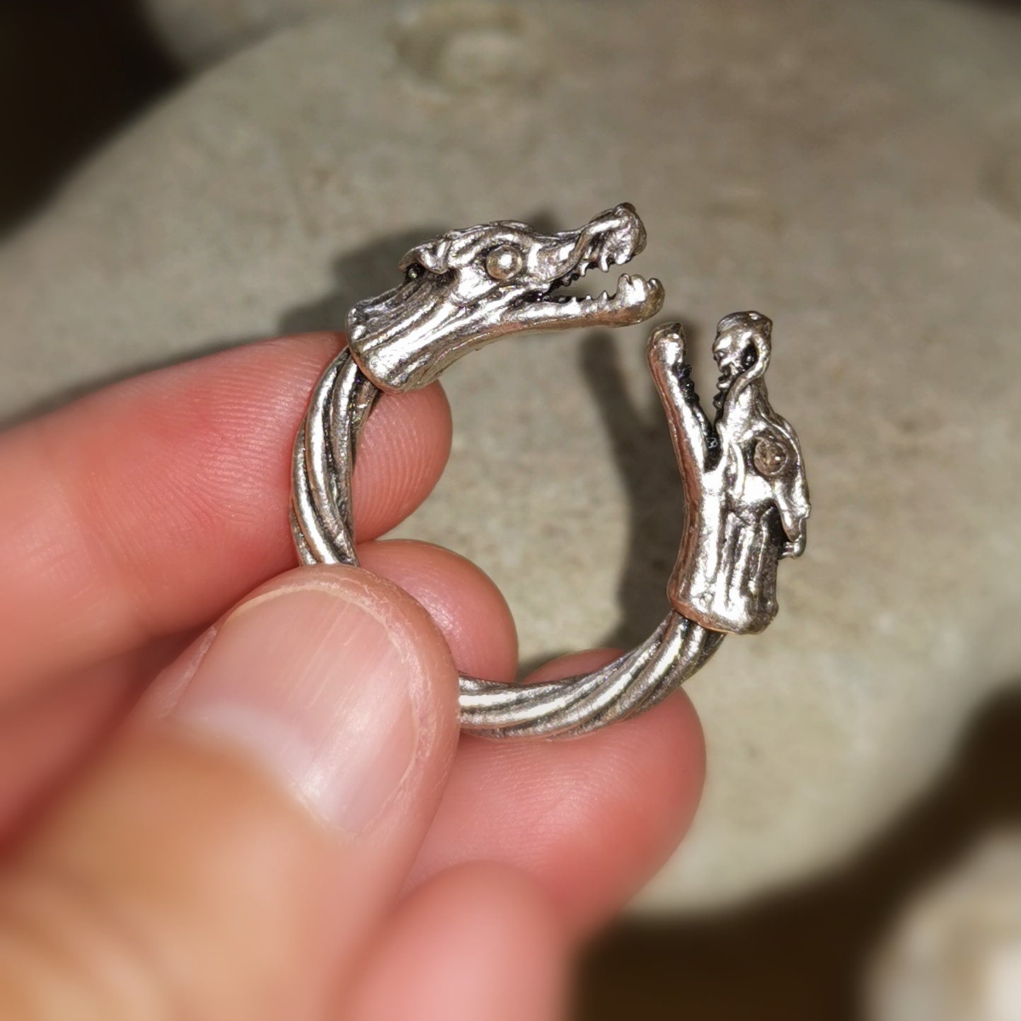 2 Drachen: aufwendiger Drachen Fingerring Ring, Karma Boho Schmuck