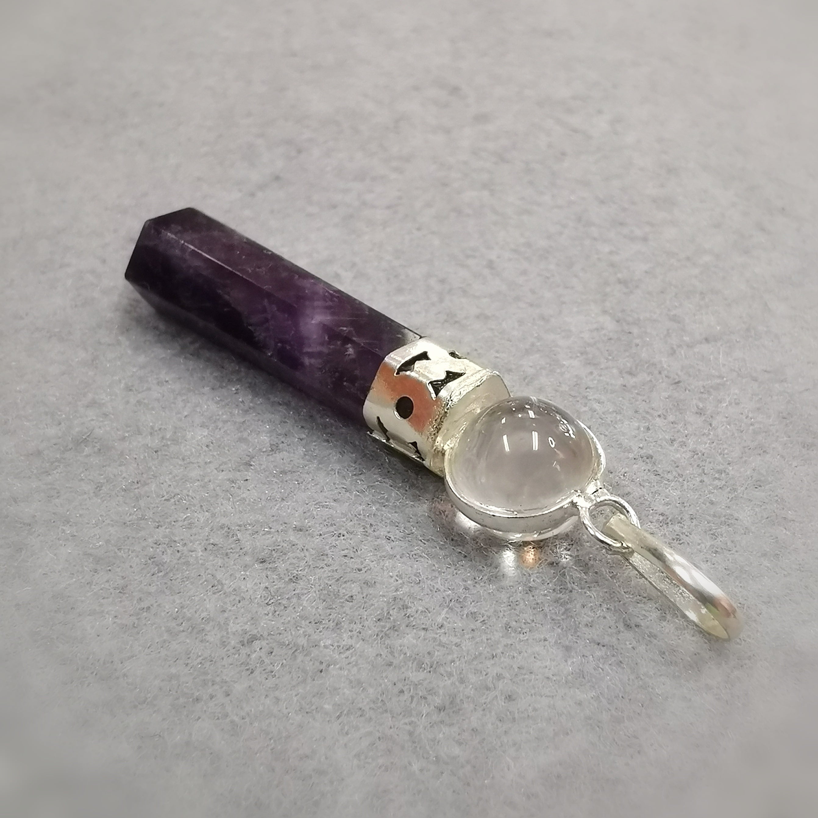 Amethyst Bergkristall Edelstein Karma Chakra Sterlingsilber Anhänger #gesegnet