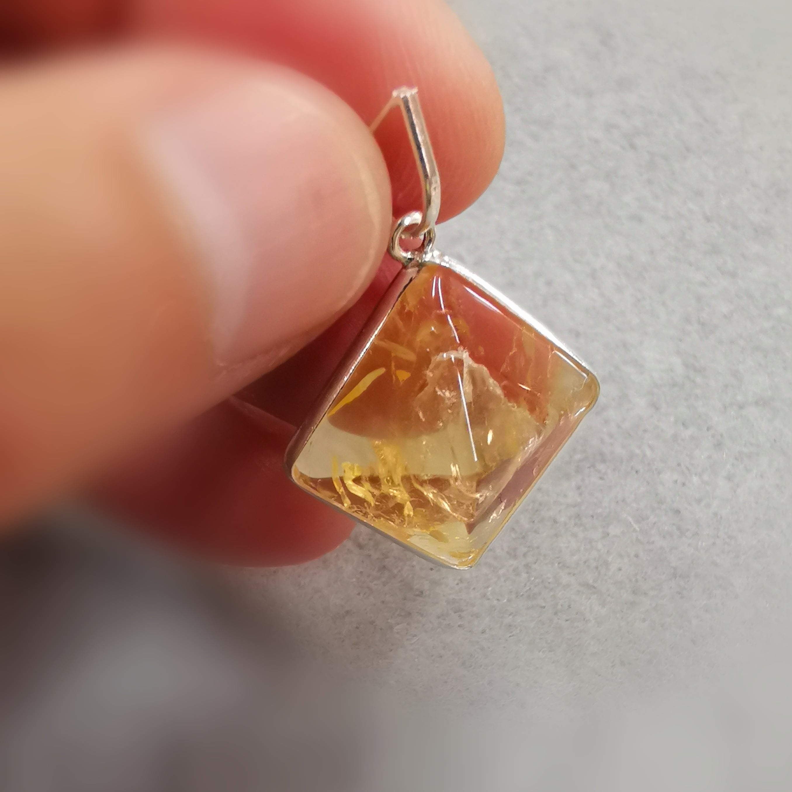 Citrin Pyramide Edelstein Sterlingsilber Karma Anhänger Solarplexus Chakra, geweiht, Sonnenlicht