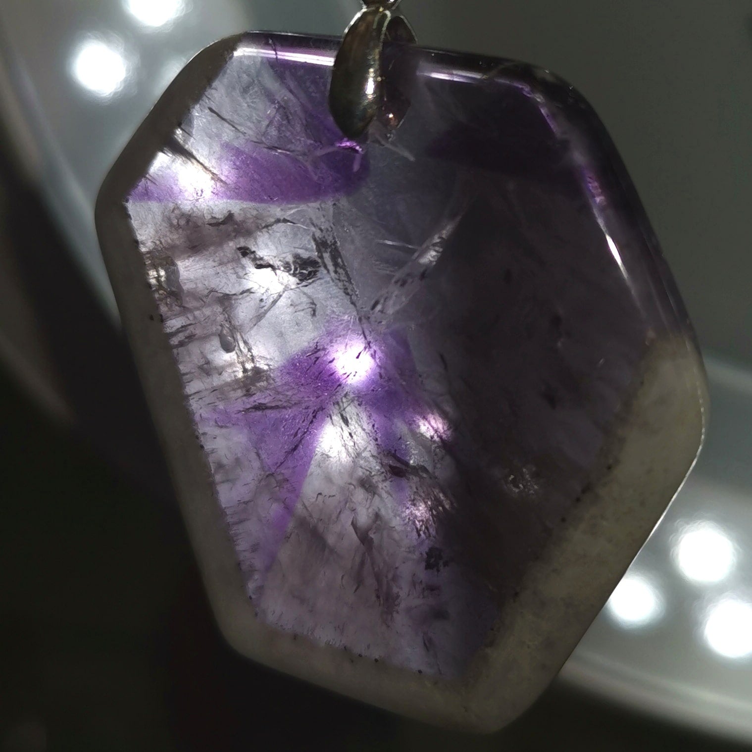 Amethyst Trapiche "Mühle" Karma Edelstein Karma Kette, Heilstein Rarität geweiht, Kraft und Energie