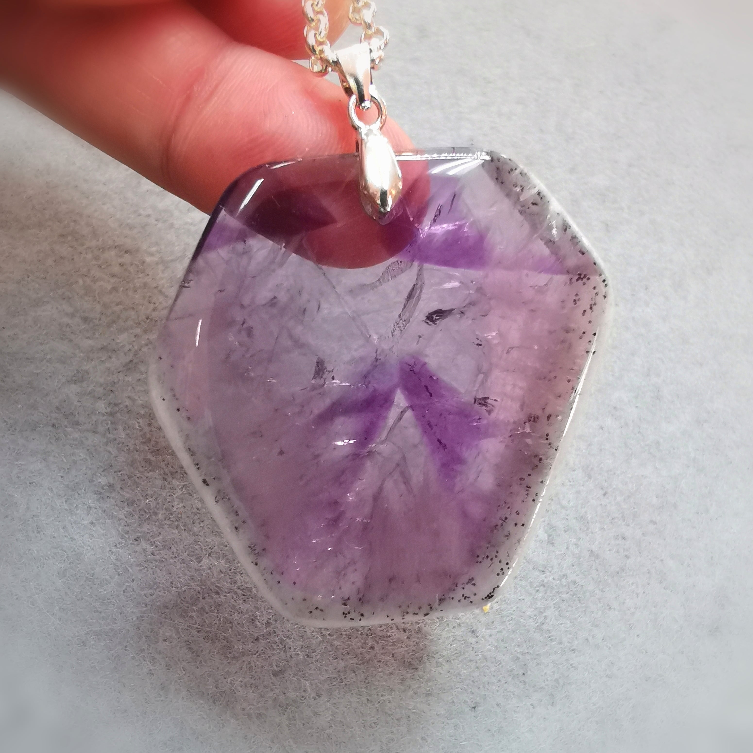 Amethyst Trapiche "Mühle" Karma Edelstein Karma Kette, Heilstein Rarität geweiht, Kraft und Energie