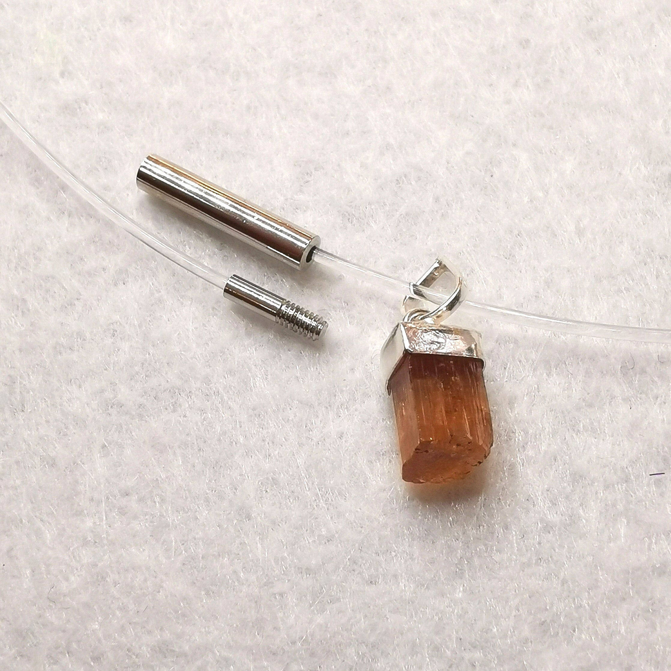 Topaz gemstone apricot yellow necklace, mini pen A healing stone quality - joy of life and optimism