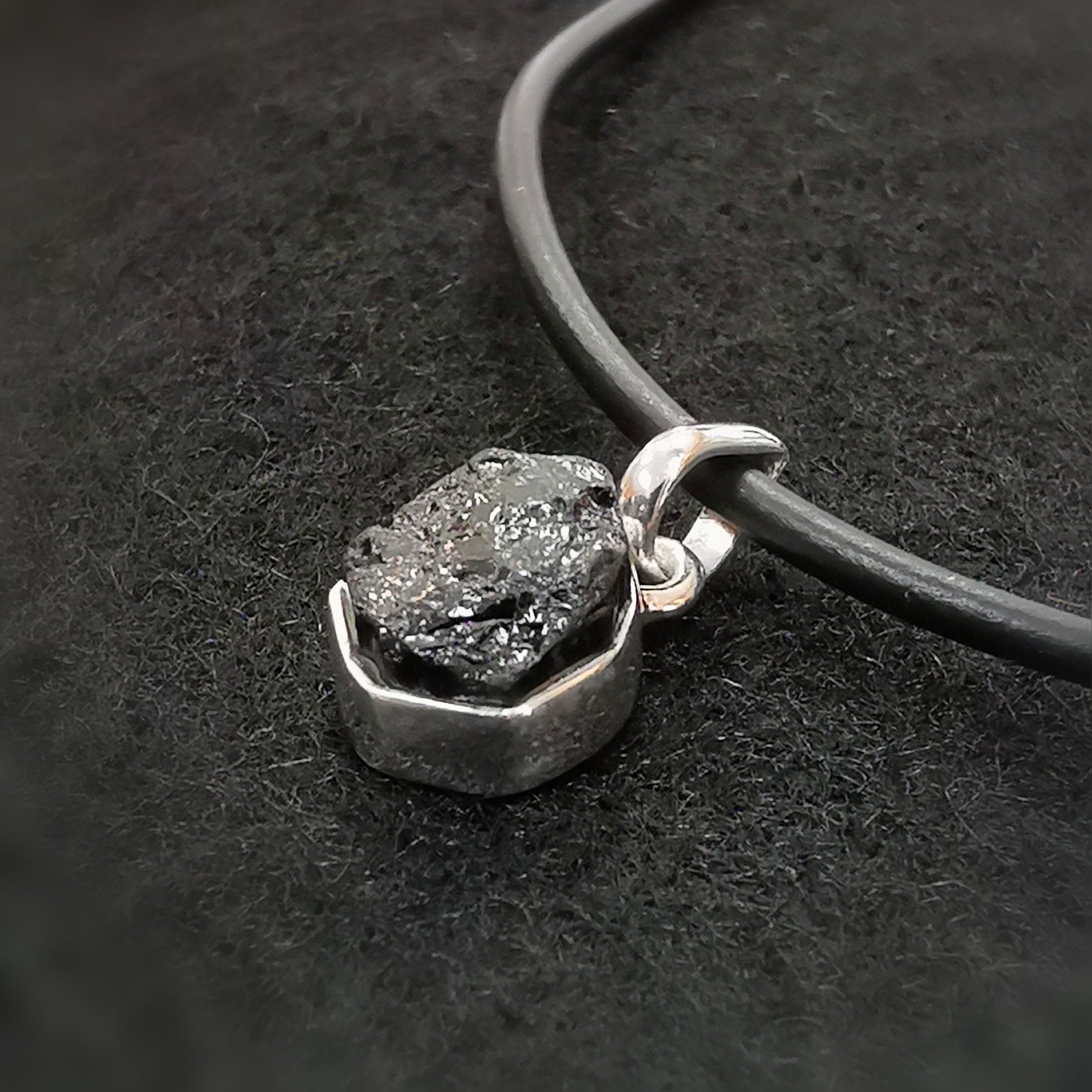 Turmalin Natur Edelstein Heilstein Karma Kette Sterlingsilber Kautschuk, geweiht #geschützt