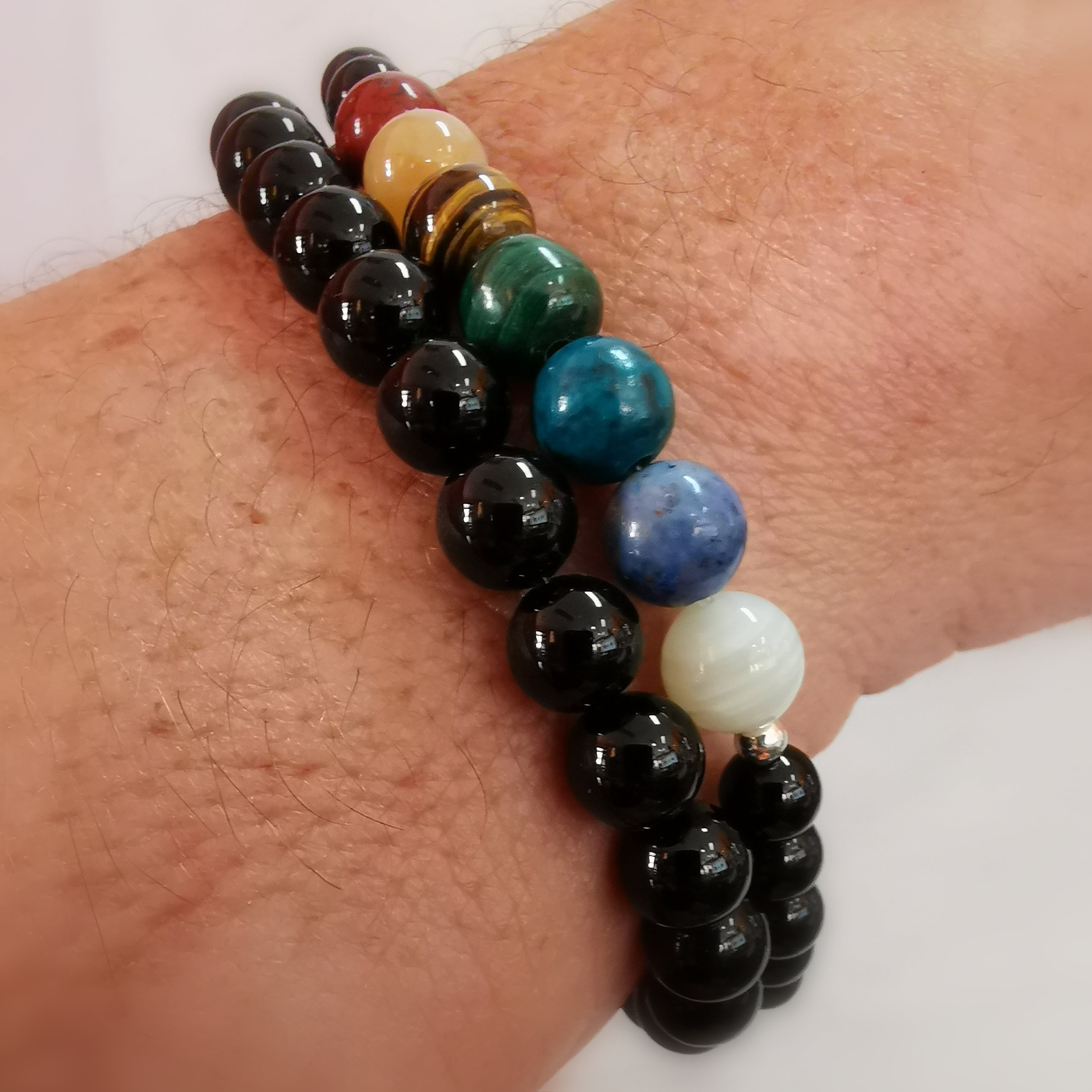 Onyx AA Heilstein Qualität Edelstein Karma Armband L / XL, geweiht, schwarz, Wurzelchakra Kraft, Schutz