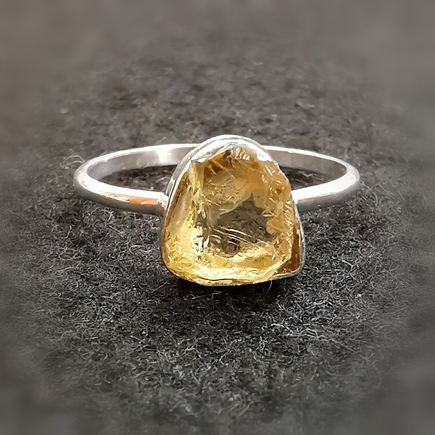 Citrin Sonnenlicht Naturstein Karma Heilstein Sterlingsilber Ring, geweiht - Lebensfreude