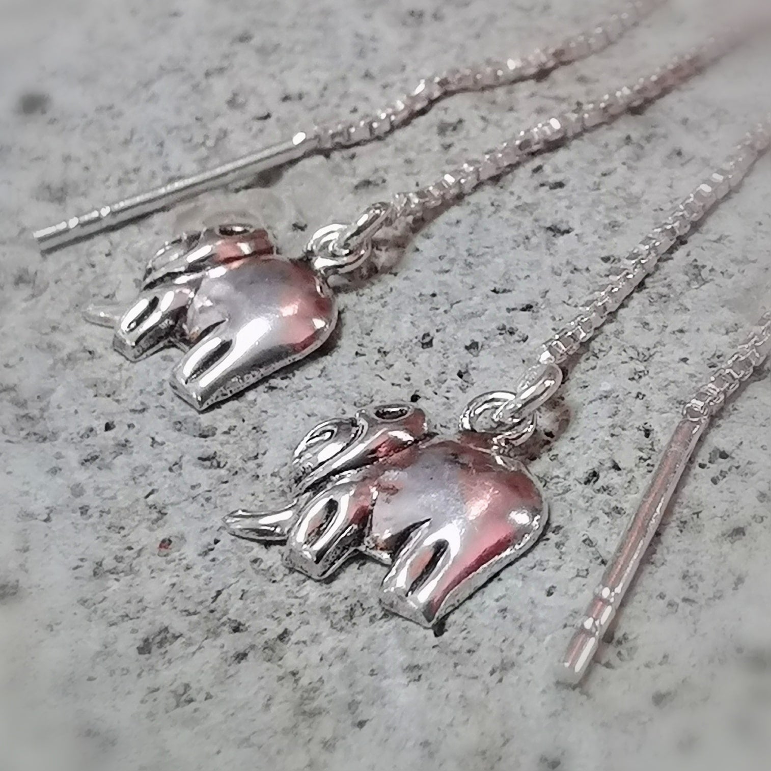 lange Elefanten Ohrringe, Krafttier Elefant Sterlingsilber Ohrschmuck, reiches Leben