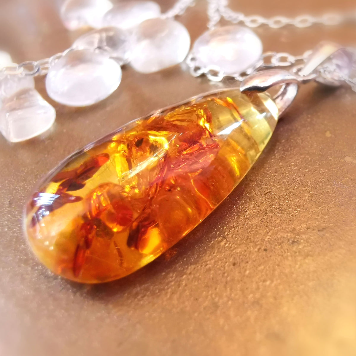 Amber Karma Necklace – Healing Stone Jewelry for Sunshine & Joy