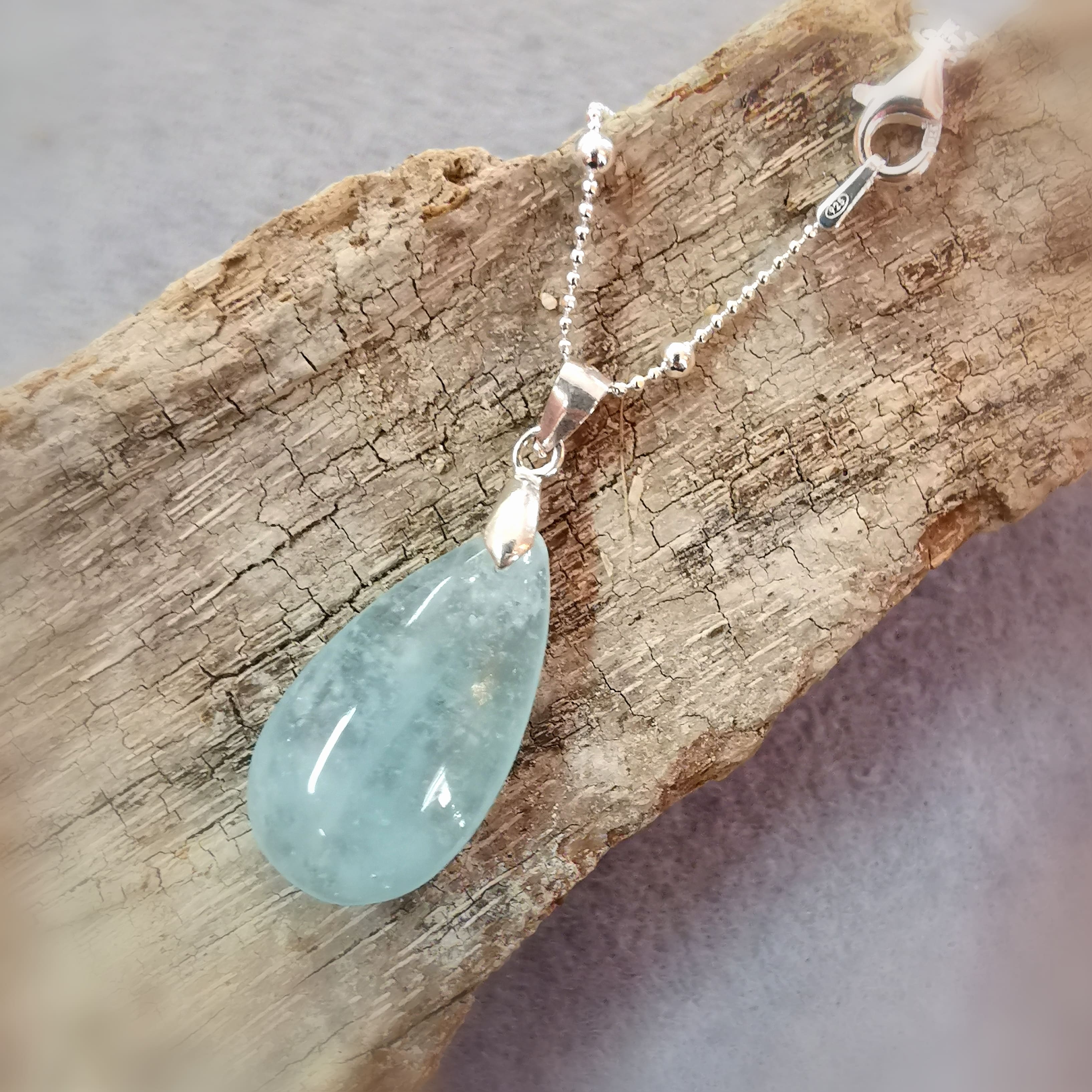 Aquamarine AA healing stone gemstone necklace blue, consecrated - joy of life