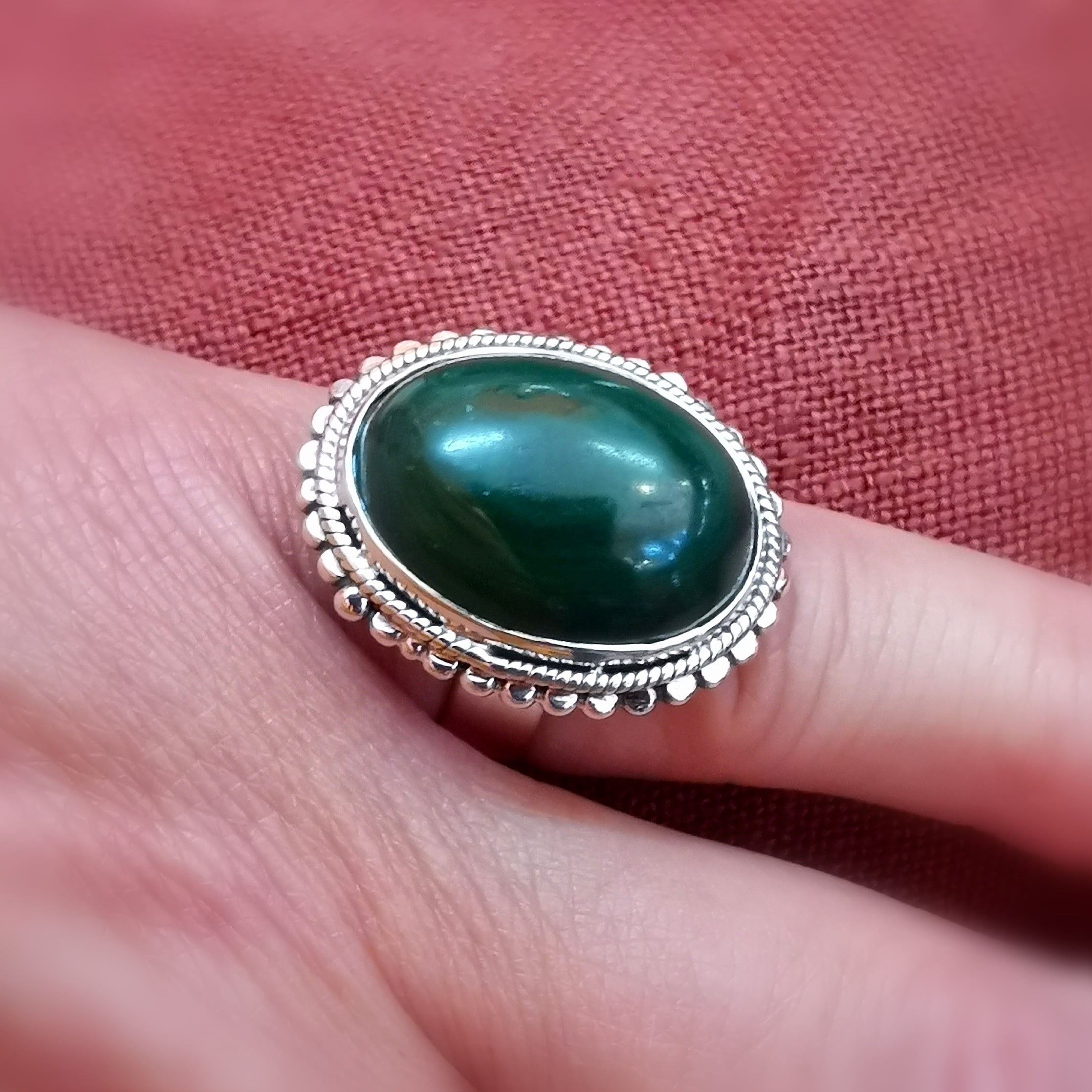 Nephrit Jade Edelstein Heilstein Ring Sterlingsilber grün - Hoffnung