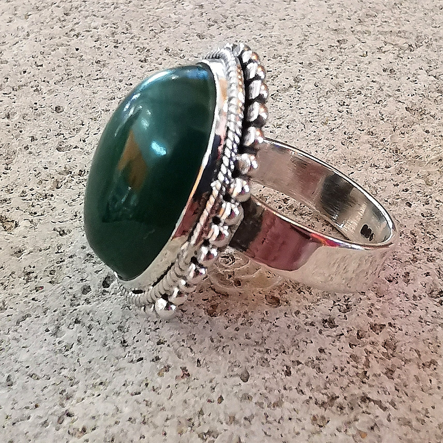 Nephrit Jade Edelstein Heilstein Ring Sterlingsilber grün - Hoffnung