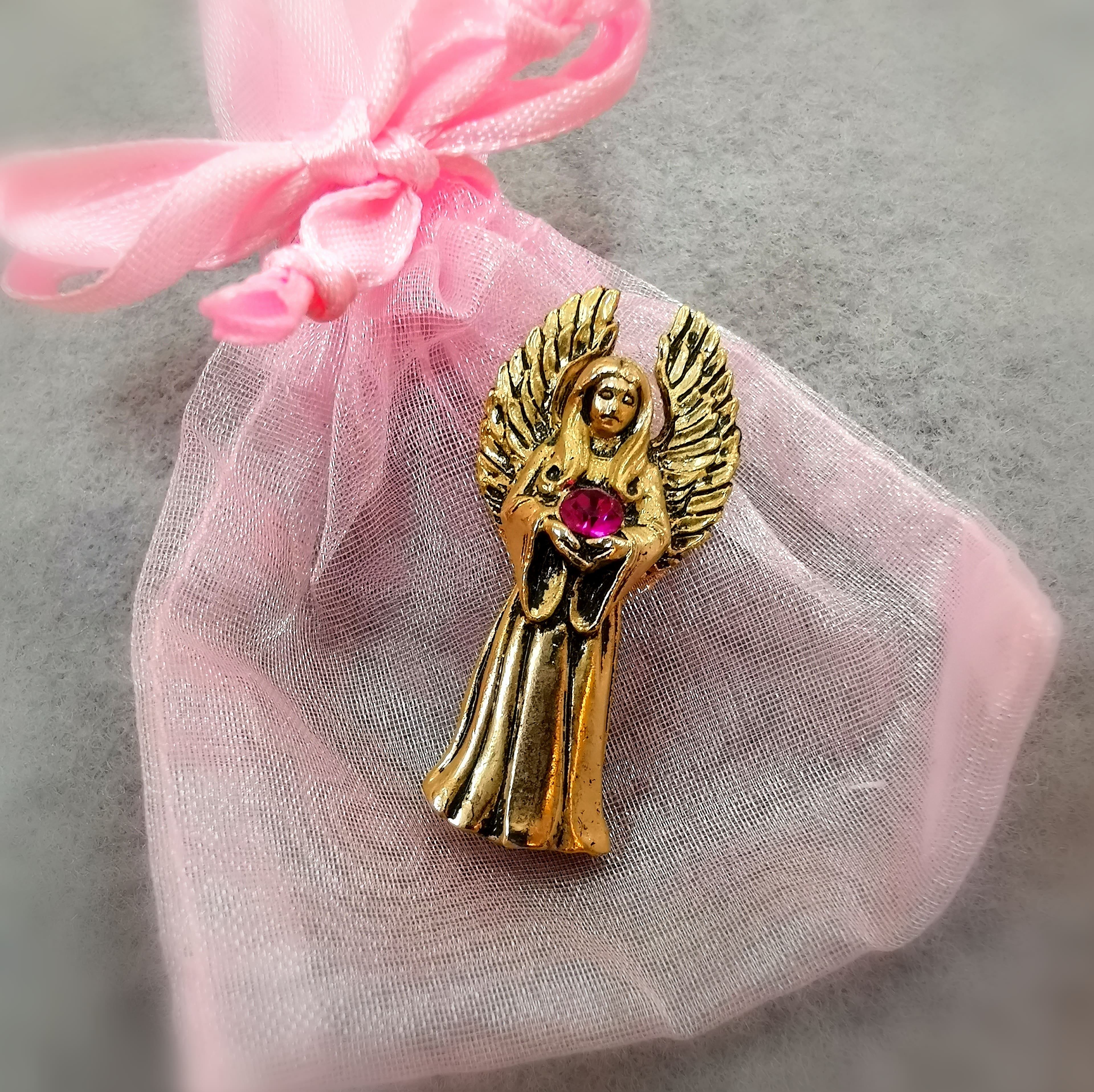 Engel der Liebe, vergoldet, mit Swarovski Kristall, Schutzengel Pin Anstecker