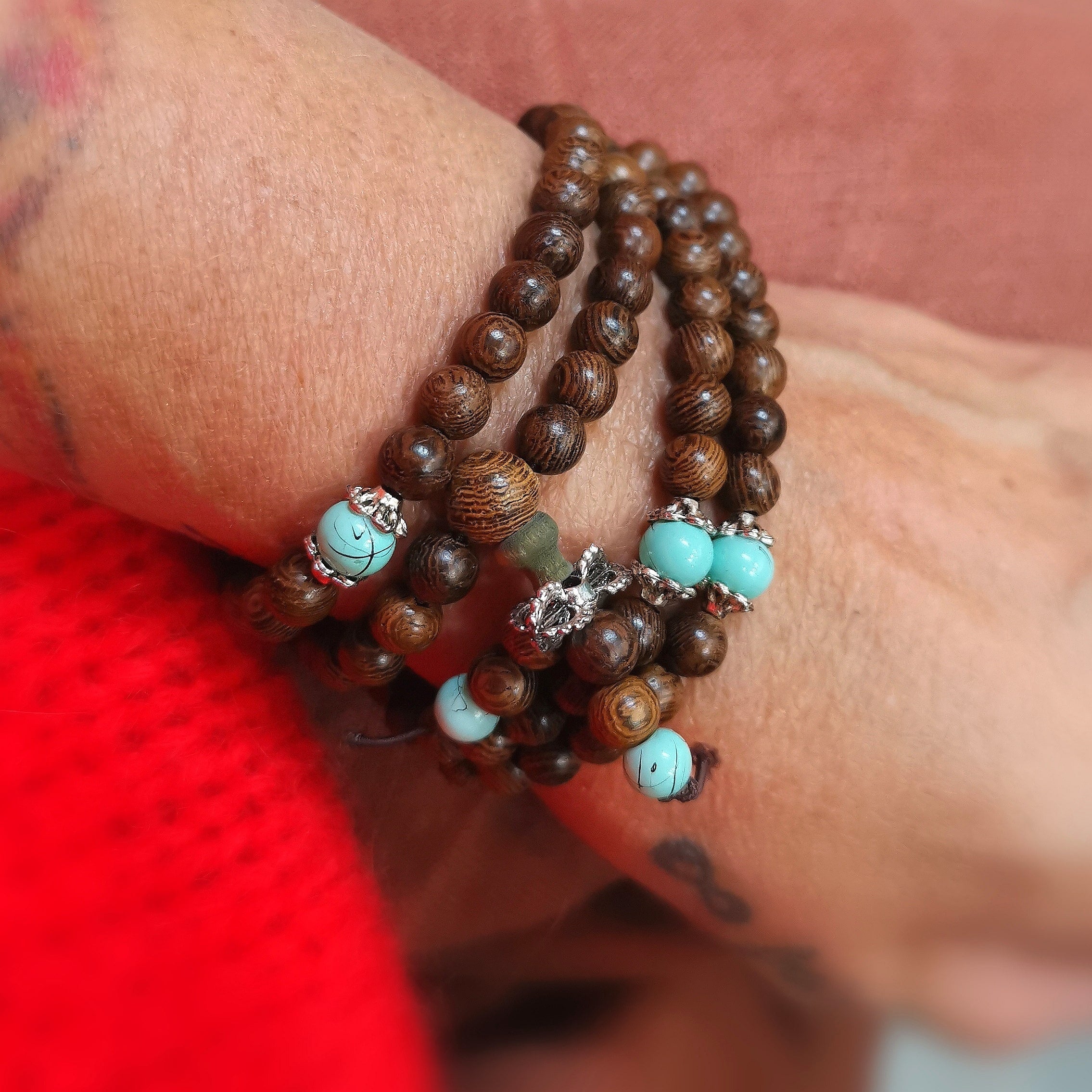 Holz Mala, Meditation Gebet Entspannung 108 Perlen, Buddha Boho Kette