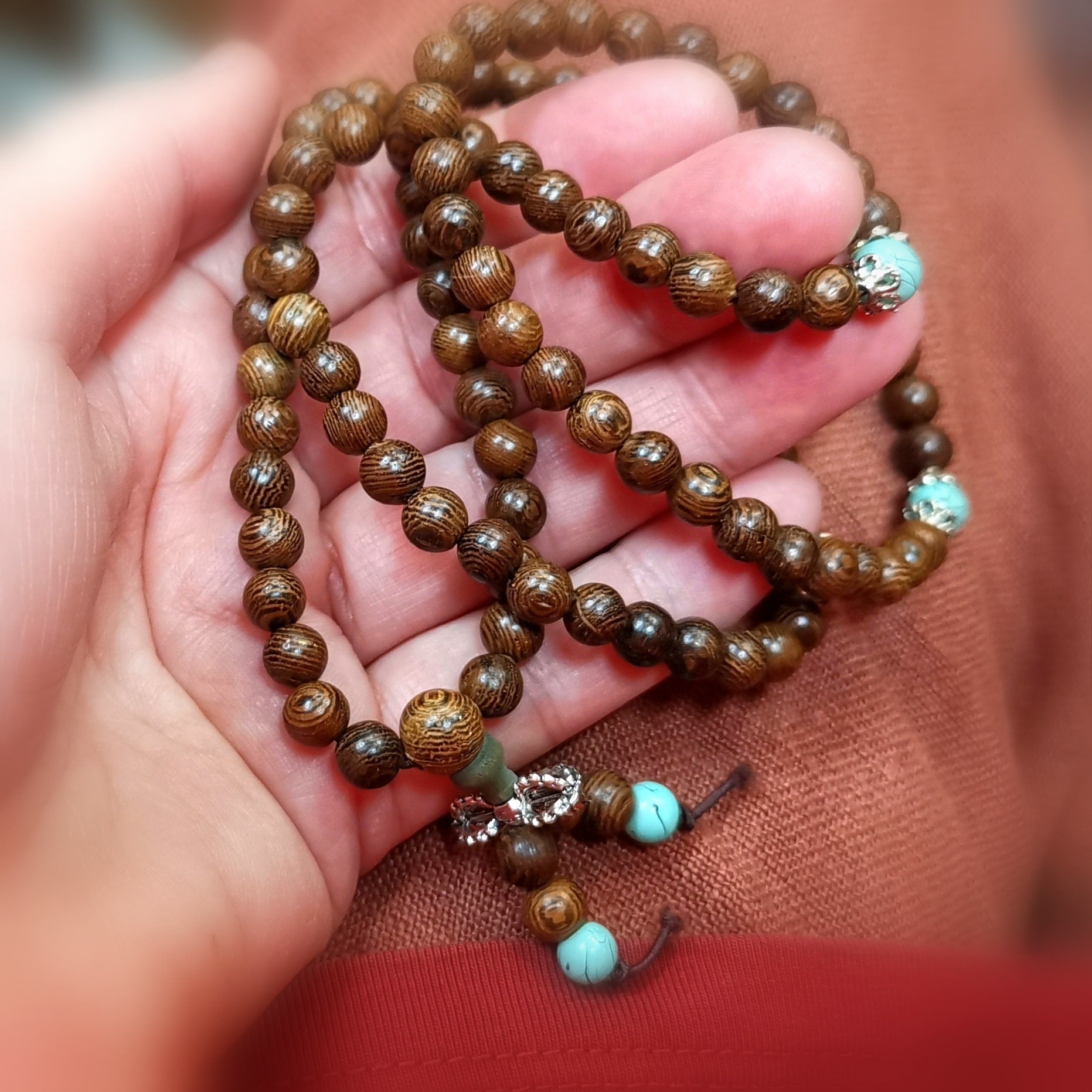 Holz Mala, Meditation Gebet Entspannung 108 Perlen, Buddha Boho Kette