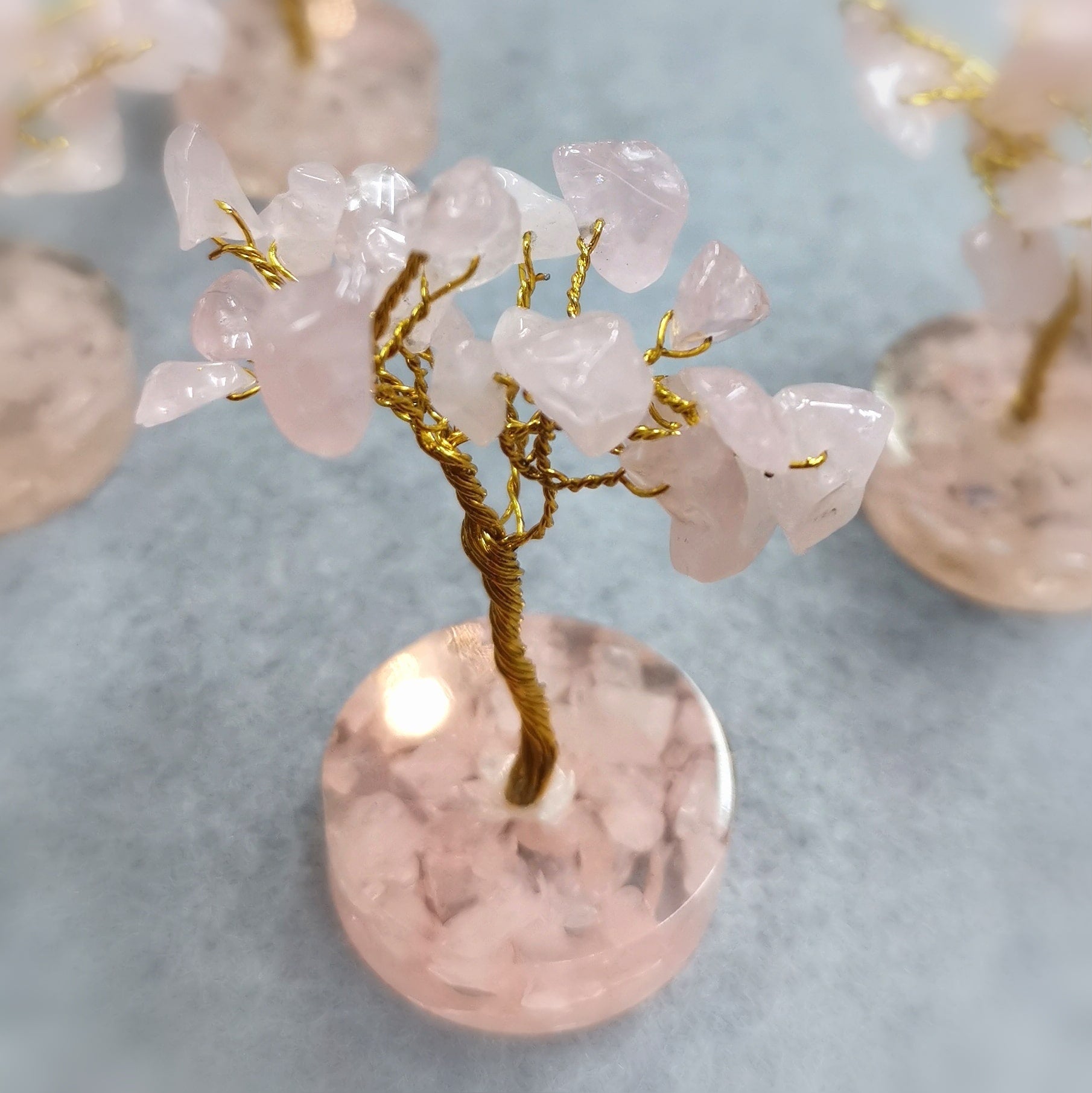 Rose Quartz Gemstone Tree of Life, Healing Stone Mediation Decoration, Light and Love