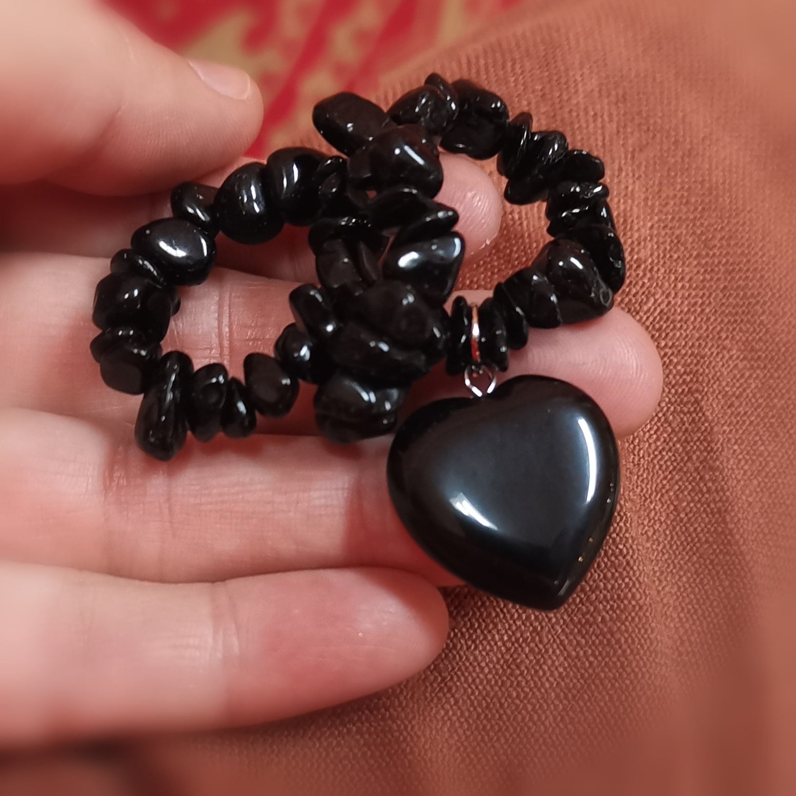 Onyx Edelstein Herz Karma Armband Heilung, geweiht, in Liebe behütet