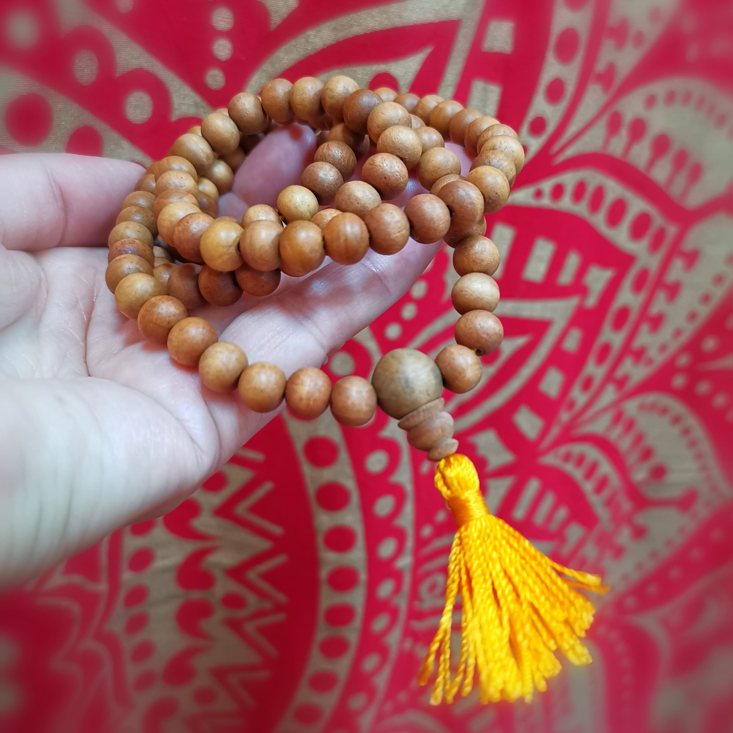 Sandalwood Mala prayer beads 108 beads, wellness jewelry, strengthening for the soul