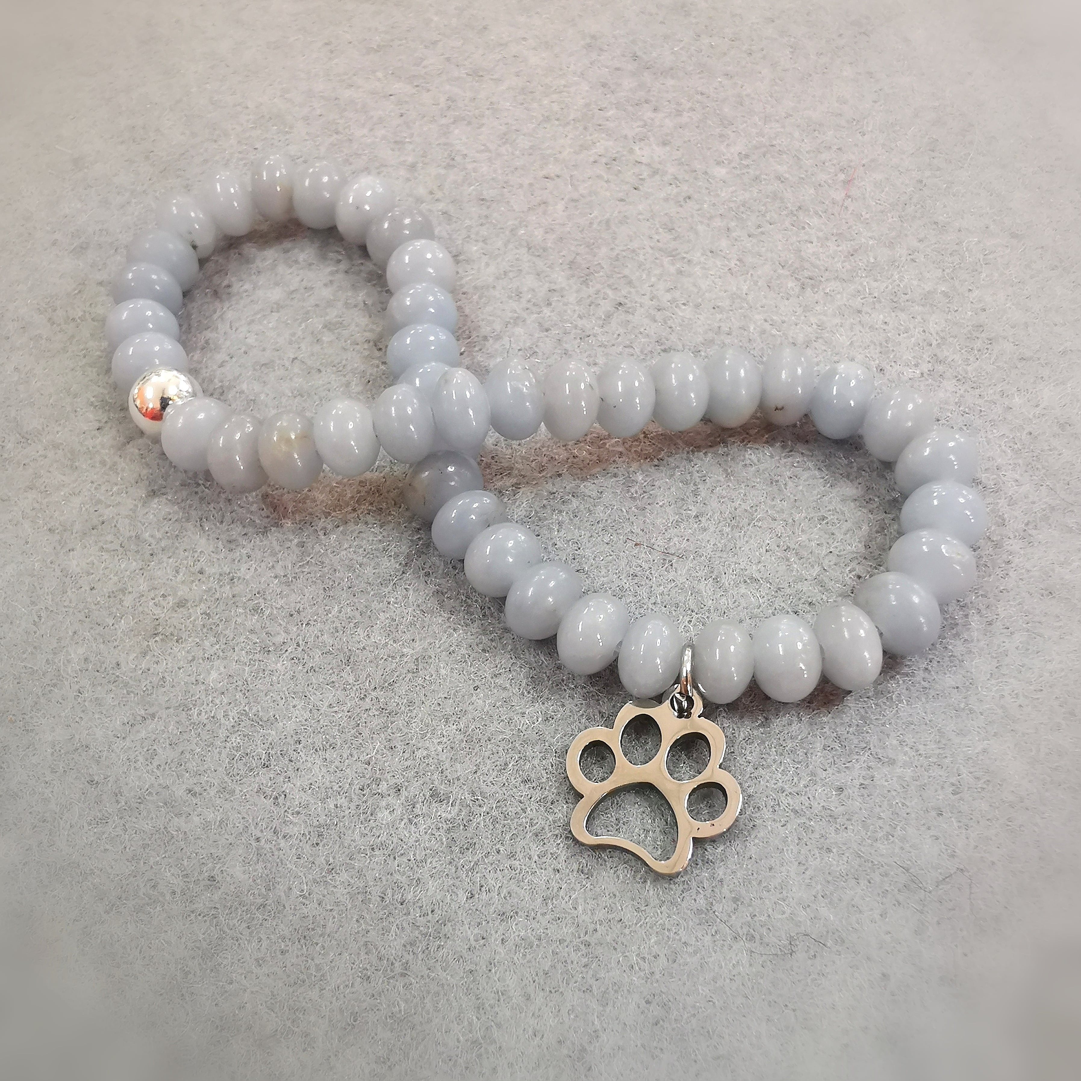 Angelit Tierpfote Engelstein Seelentier Karma Armband, geweiht, Freundschaft und Liebe