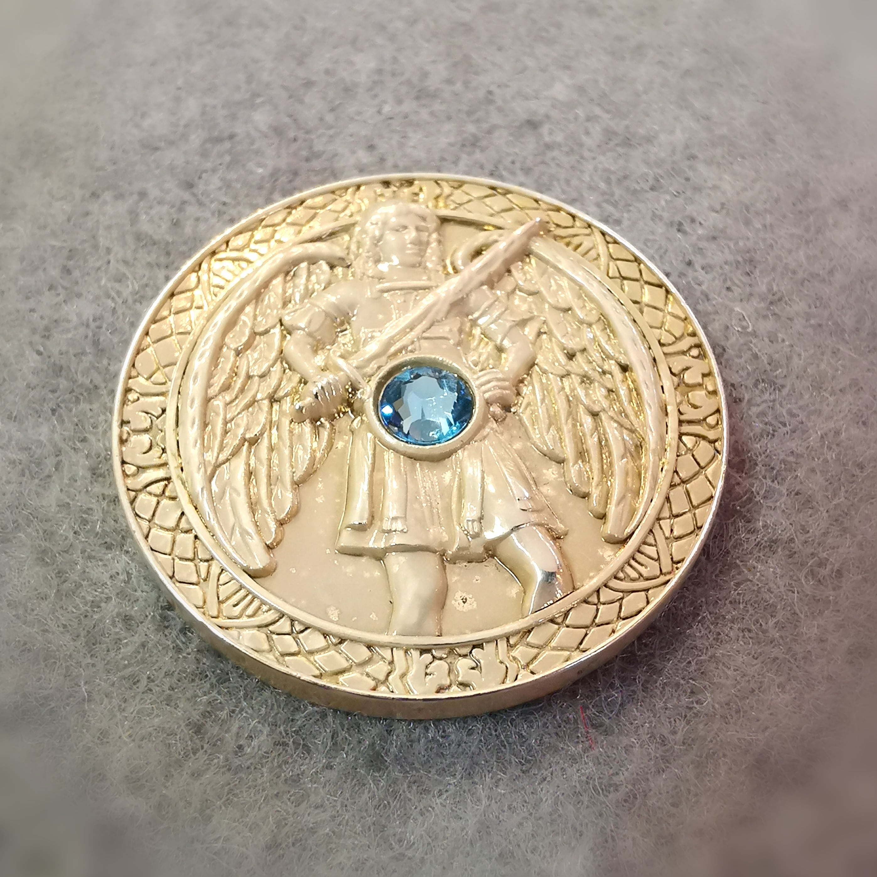 Engelstaler Angel Coin Michael, Swarovski Crystal Blue, consecrated power and protection