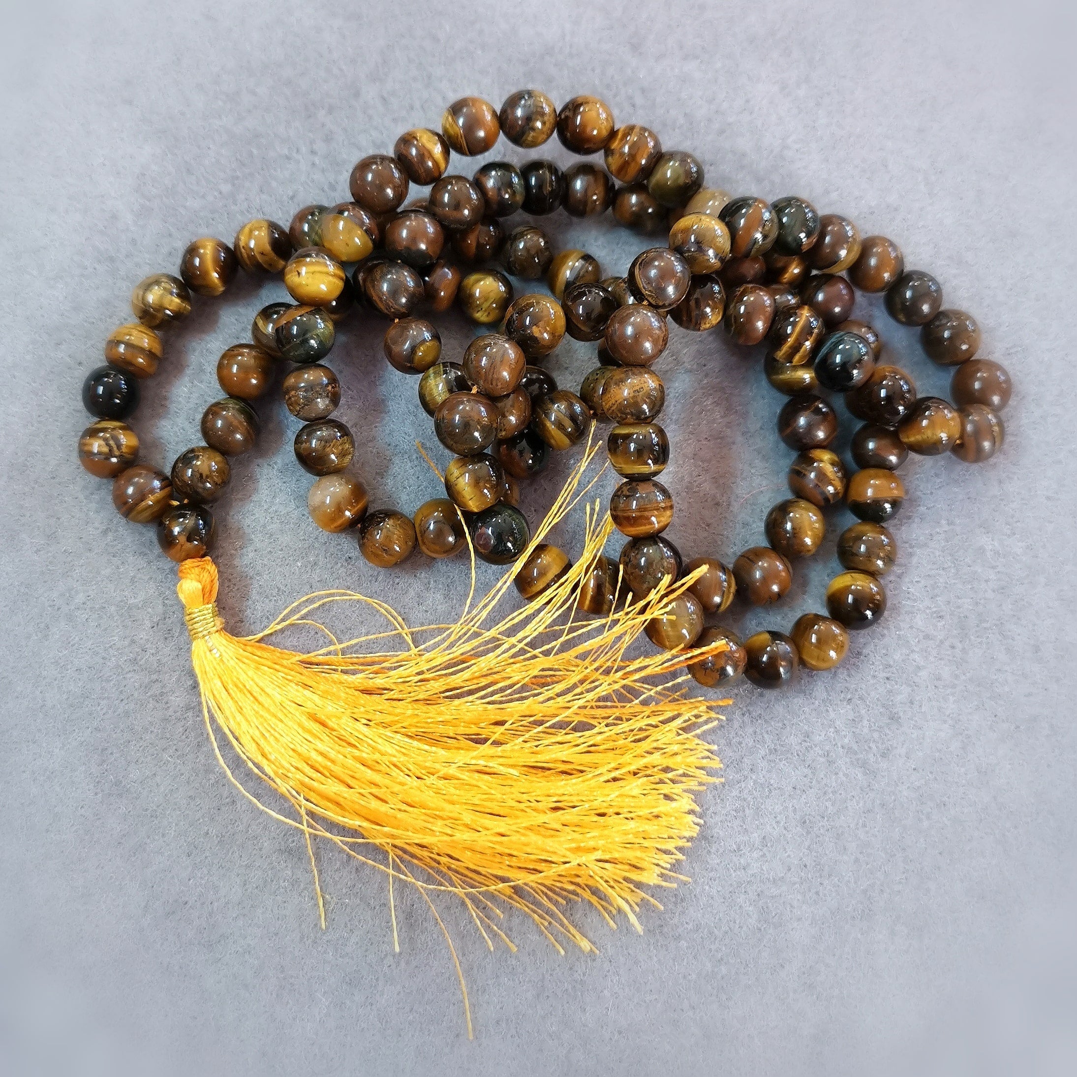 Tigerauge AA Heilstein Edelstein Mala Kette Gebet Meditation Boho Mode, geweiht liebevolle Macht