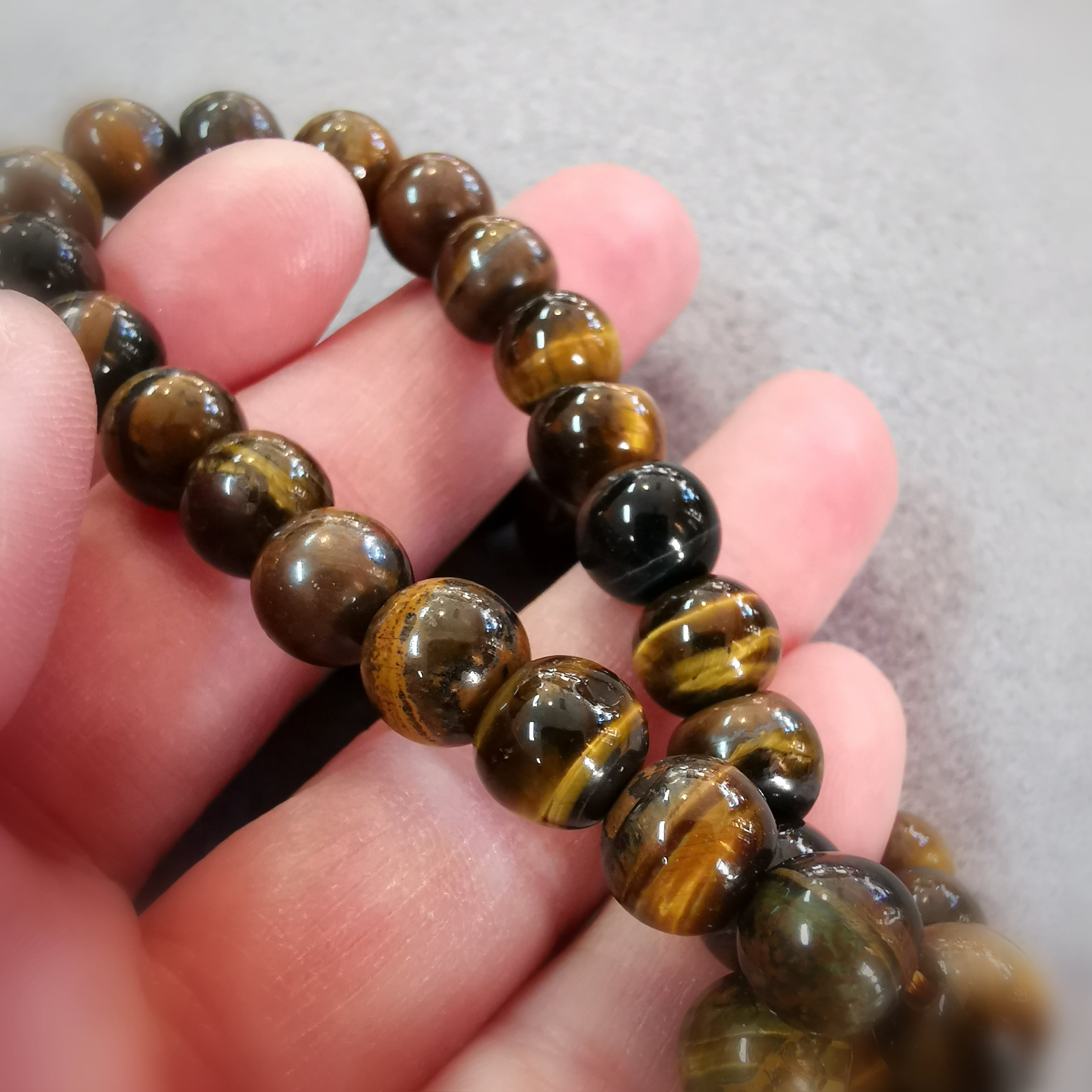 Tigerauge AA Heilstein Edelstein Mala Kette Gebet Meditation Boho Mode, geweiht liebevolle Macht