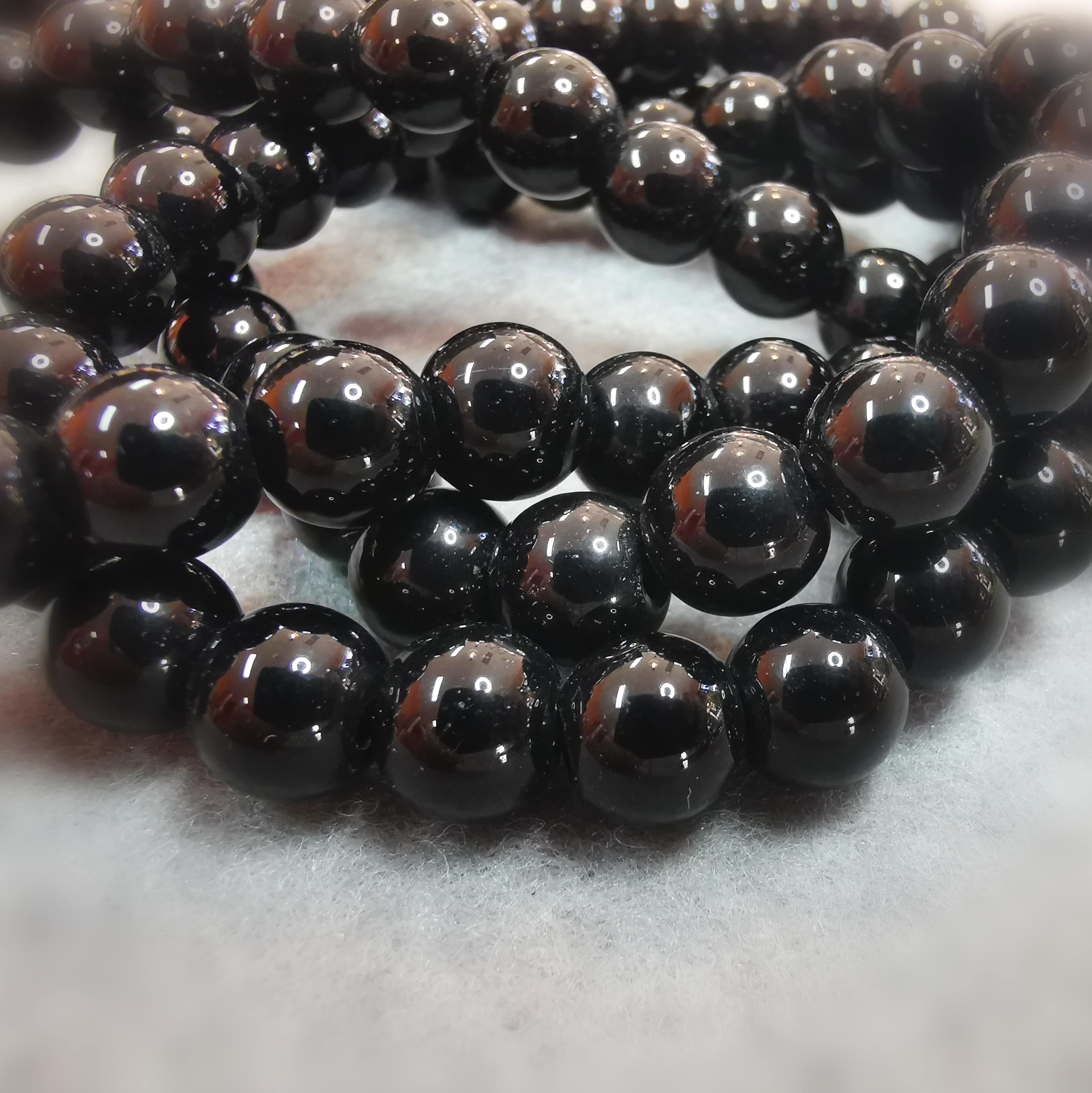 Onyx AA Heilstein Edelstein Mala Kette Gebet Meditation geweiht, kraftvolle Erdung