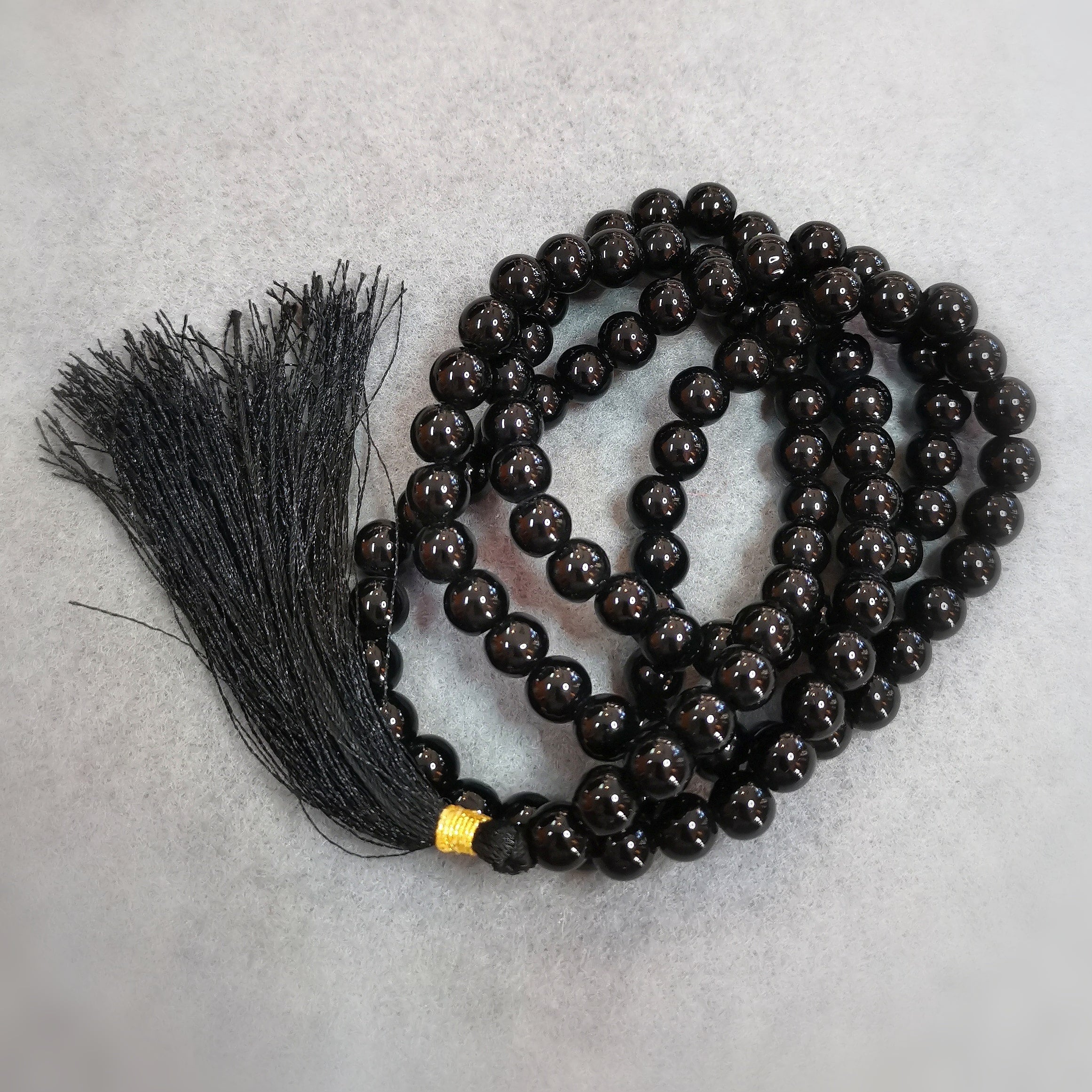 Onyx AA Heilstein Edelstein Mala Kette Gebet Meditation geweiht, kraftvolle Erdung