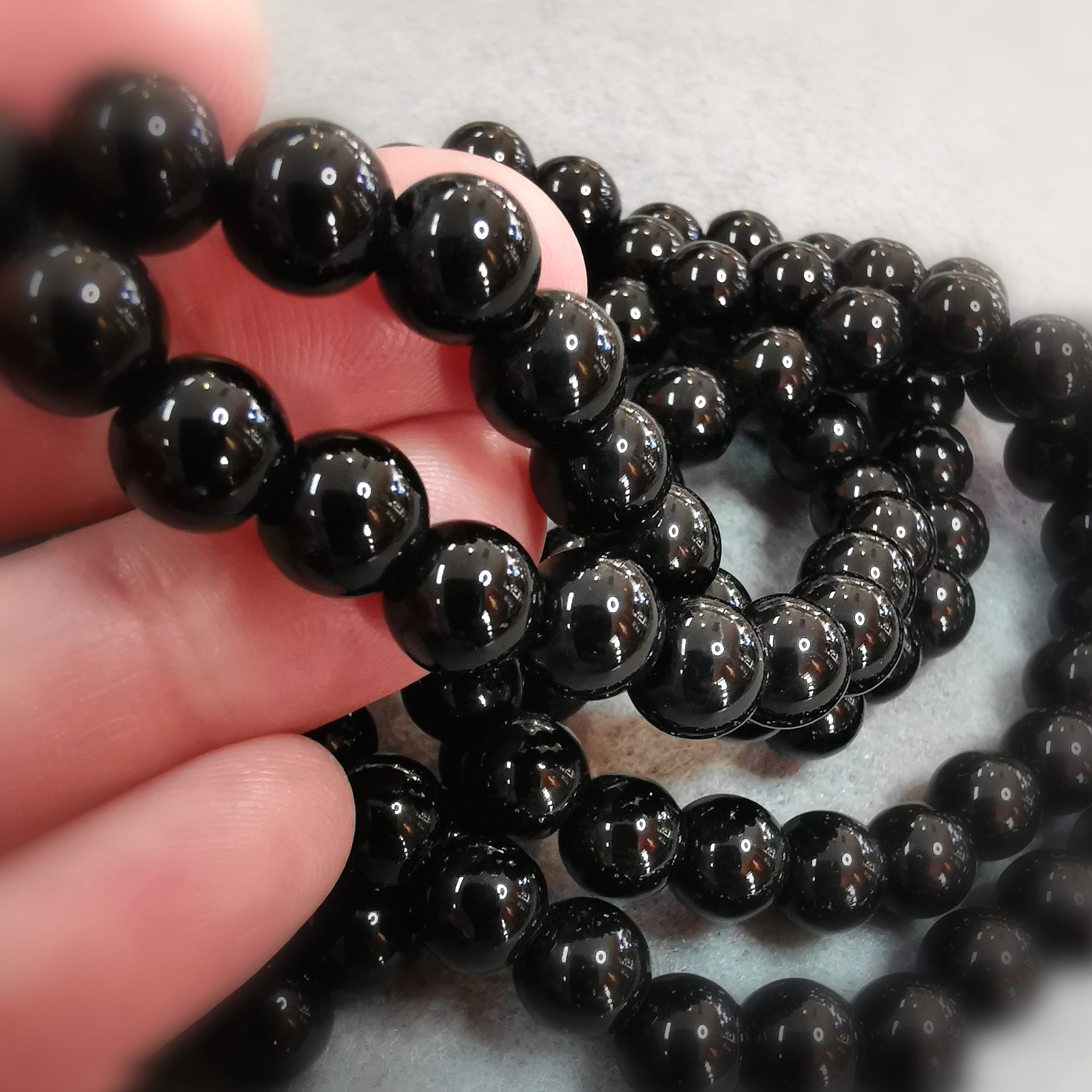 Onyx AA Heilstein Edelstein Mala Kette Gebet Meditation geweiht, kraftvolle Erdung