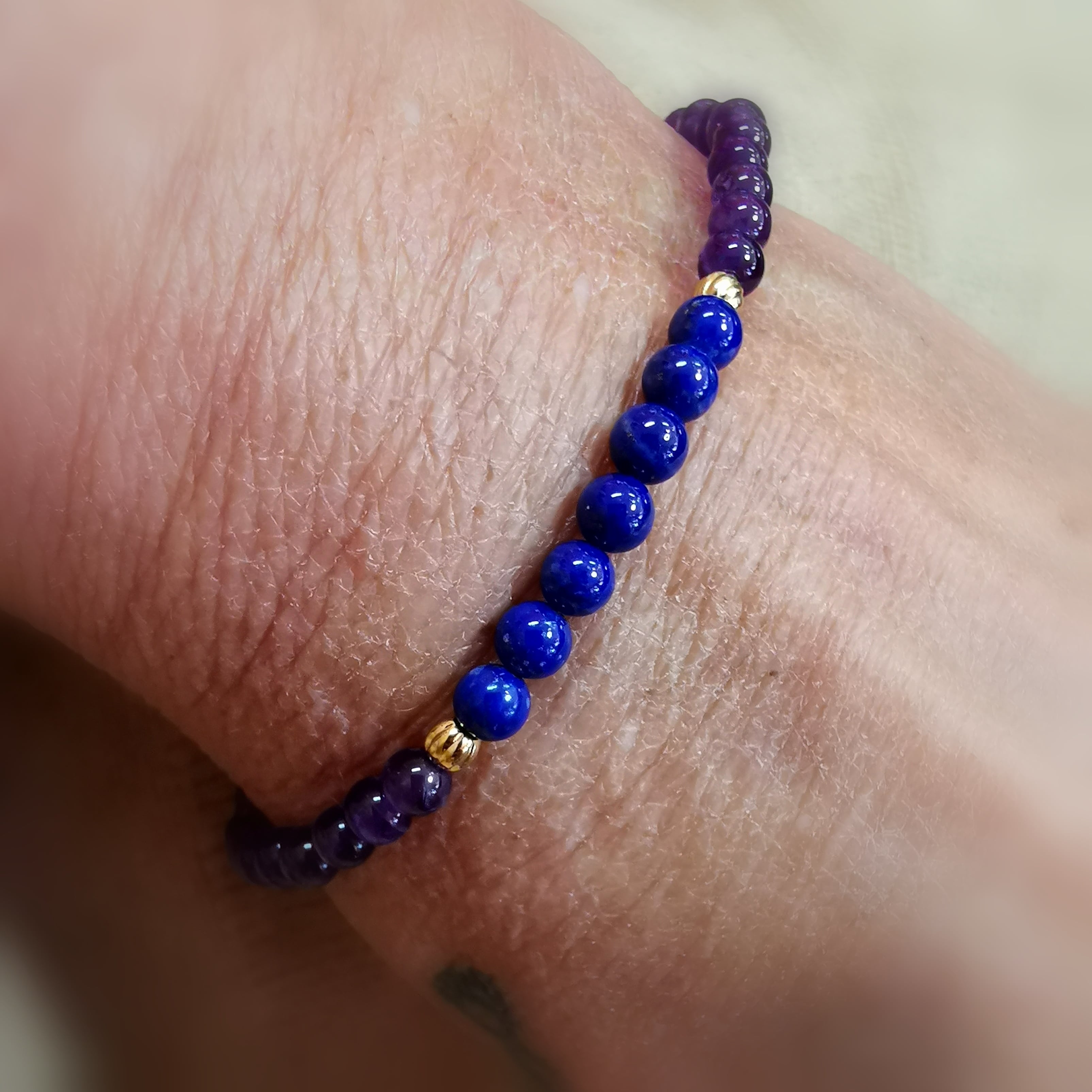 Amethyst Lapislazuli Edelstein Karma Armband, geweiht, ich bin gut zu mir selbst