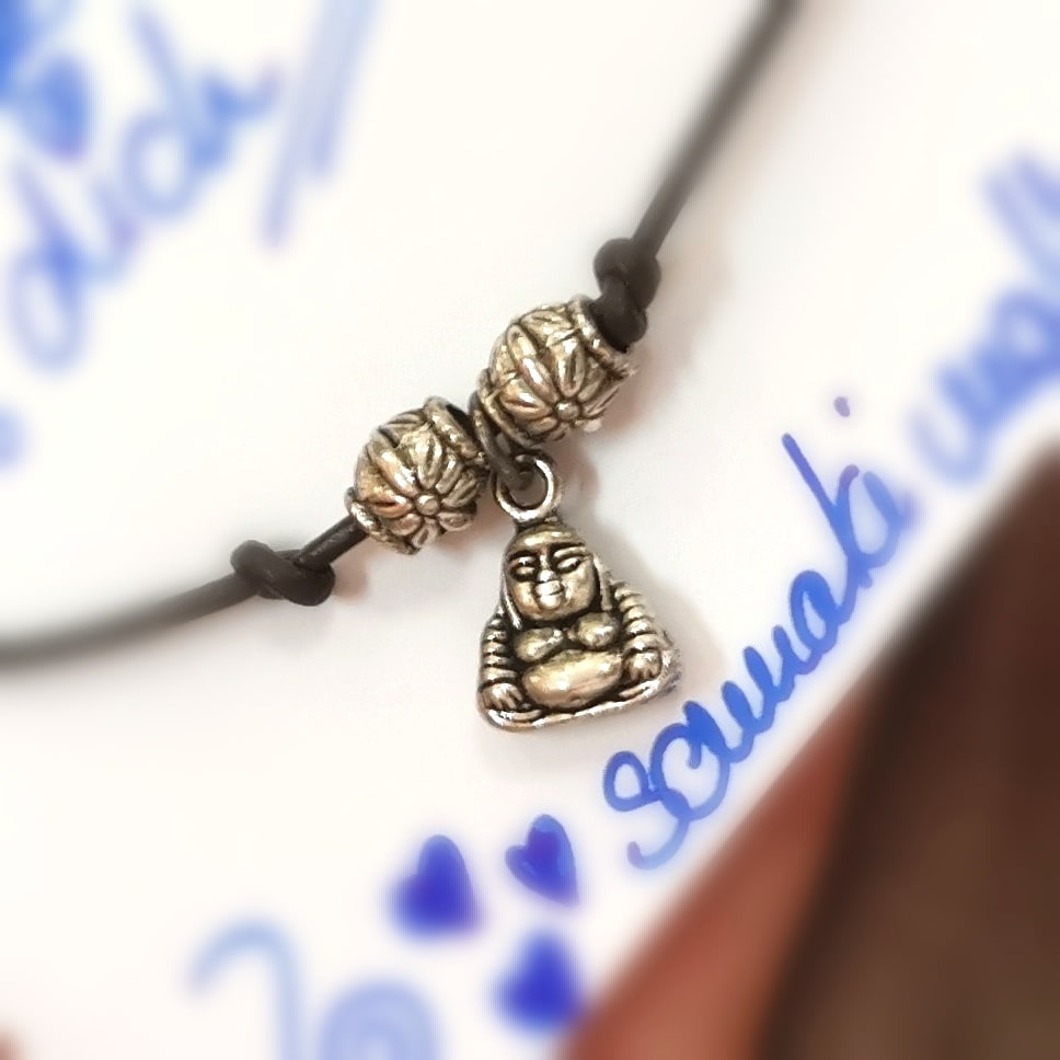 🙏 Glücksarmbändchen Buddha Fusskette Armband Leder Metall, Bu Dai, geweiht #Sommerfreude