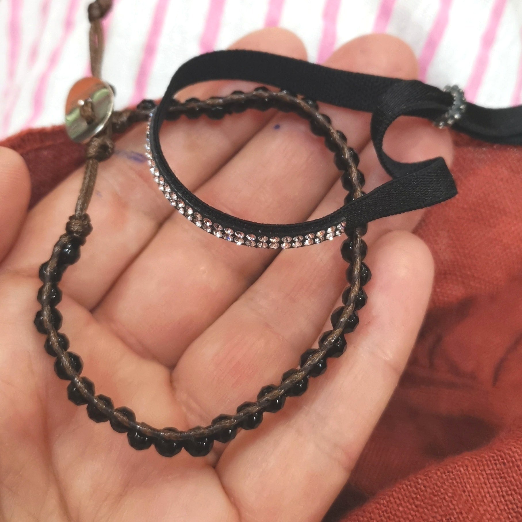 🖤 Boho Karma Armband Set – Onyx & Swarovski Kristalle geweiht für Schutz, innere Stärke & spirituelle Balance