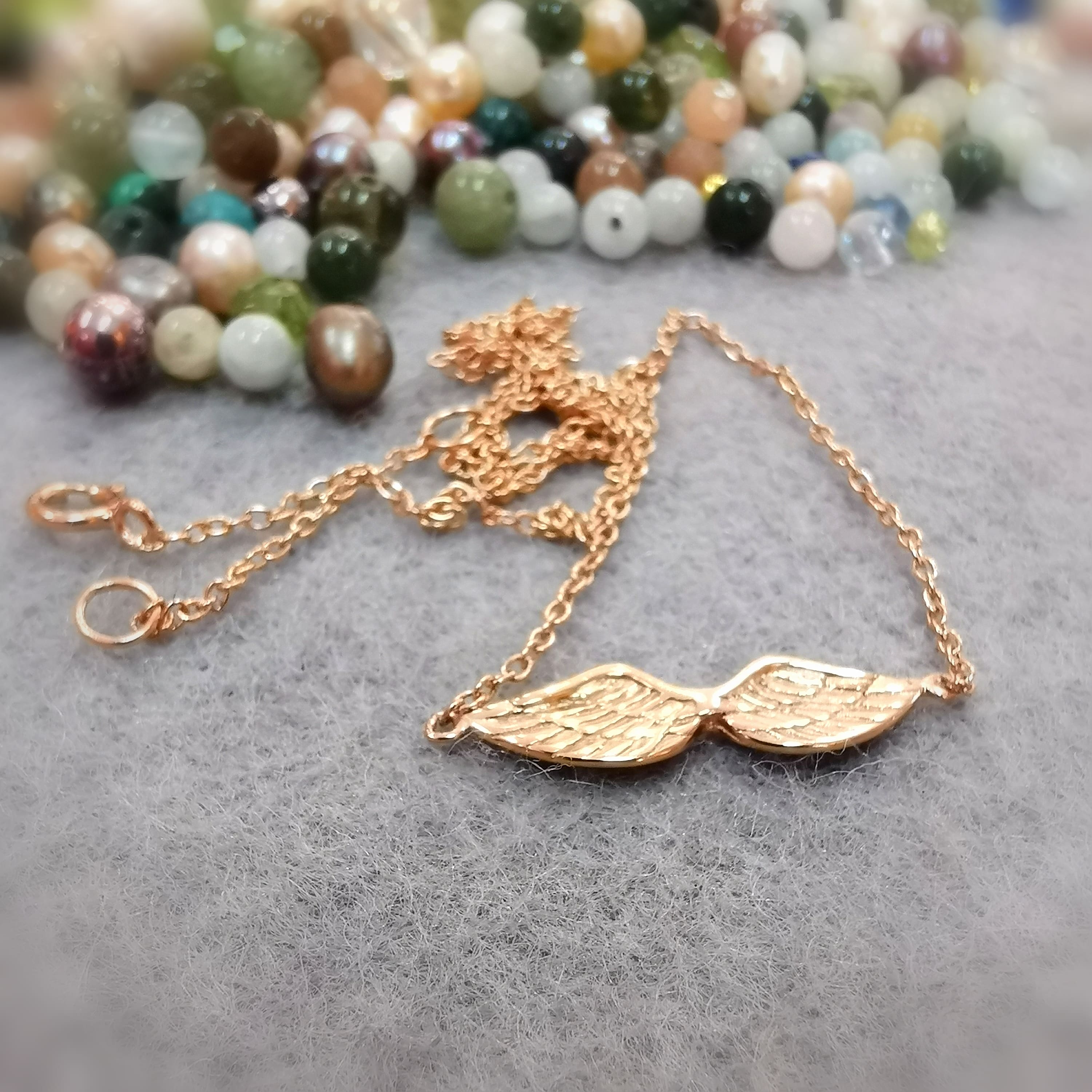 Engelsflügel Collier Sterlingsilber Kette rose vergoldet – geweiht für Mut, Trost & neue Hoffnung