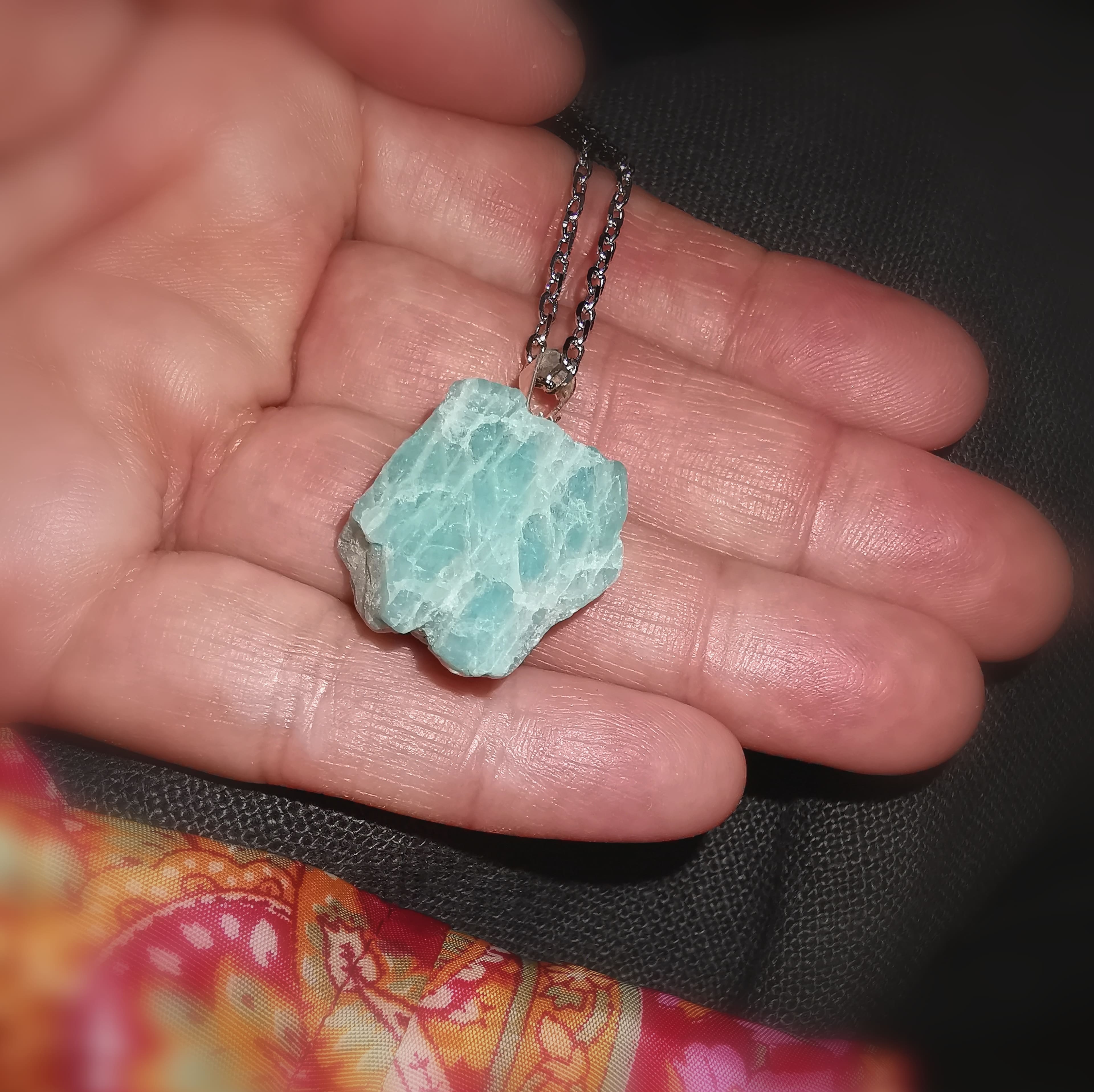 🩵 Amazonit Naturstein Edelstein Karma Kette – geweiht für Harmonie, Selbstausdruck & innere Balance
