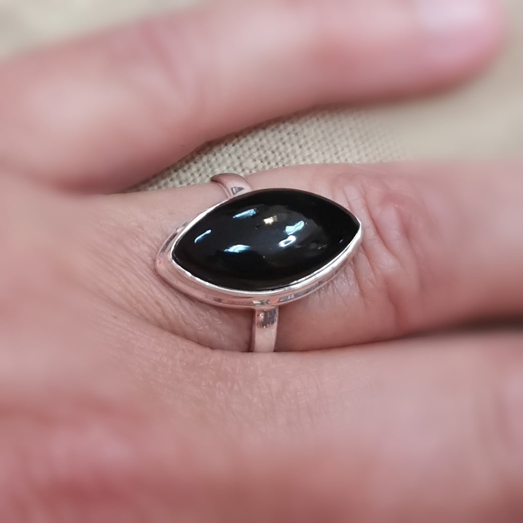 💎 Obsidian Edelstein Ring Größe 55 – geweiht für Erkenntnis & Schutz