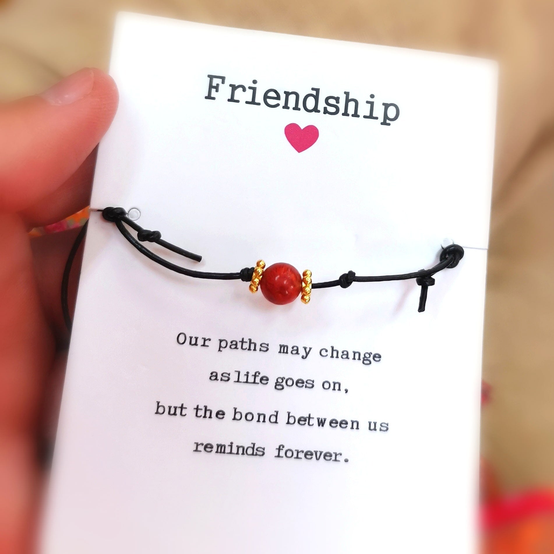 ❤️ Koralle Leder: Karma Armbändchen beste Freunde #withlove