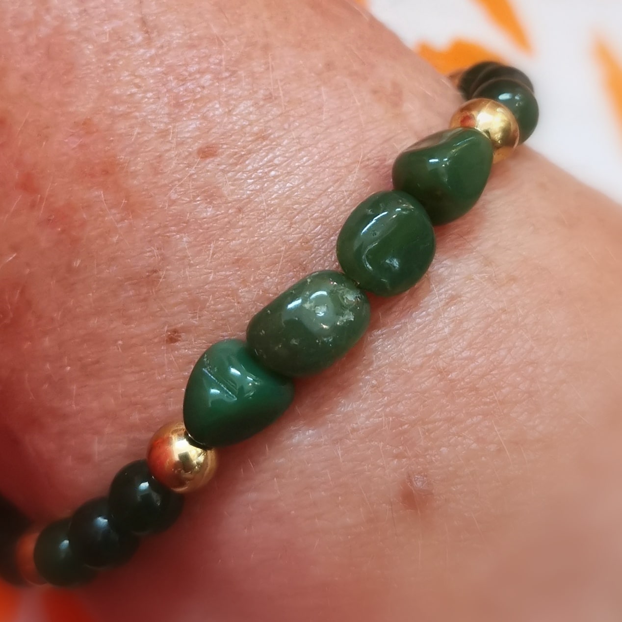 💚 Chrysopras & Nephrit Jade Karma Edelstein Armband – geweiht für Herzenskraft, Eigenliebe & innere Harmonie