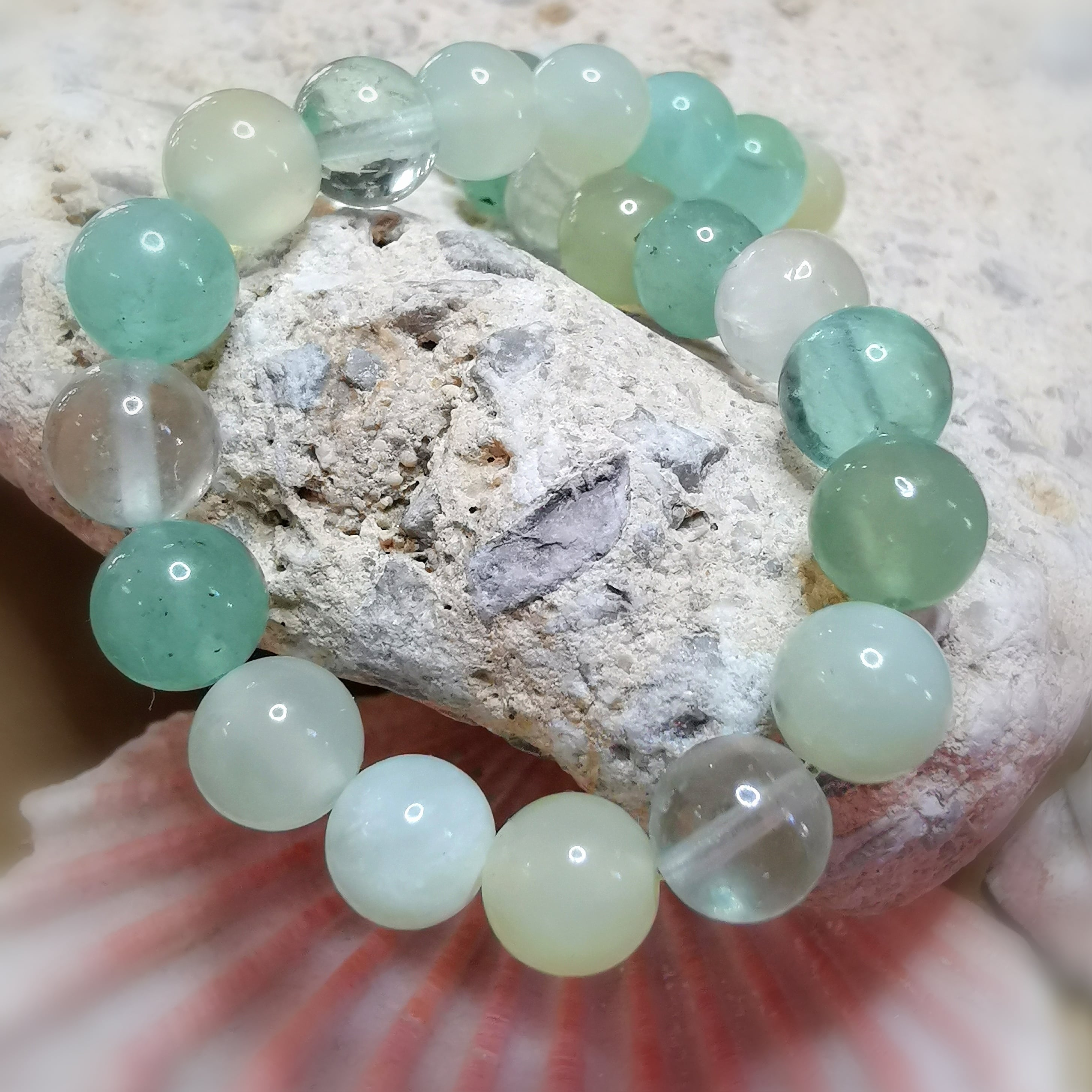 💚 Fluorit, Jade & Aventurin Karma Edelstein Armband – geweiht für innere Ruhe, Herzenskraft & Gelassenheit