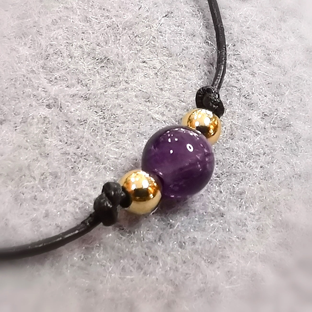 💜 Amethyst Chakra Boho Karma Leder Armband – geweiht für Klarheit, Intuition & Seelenfrieden