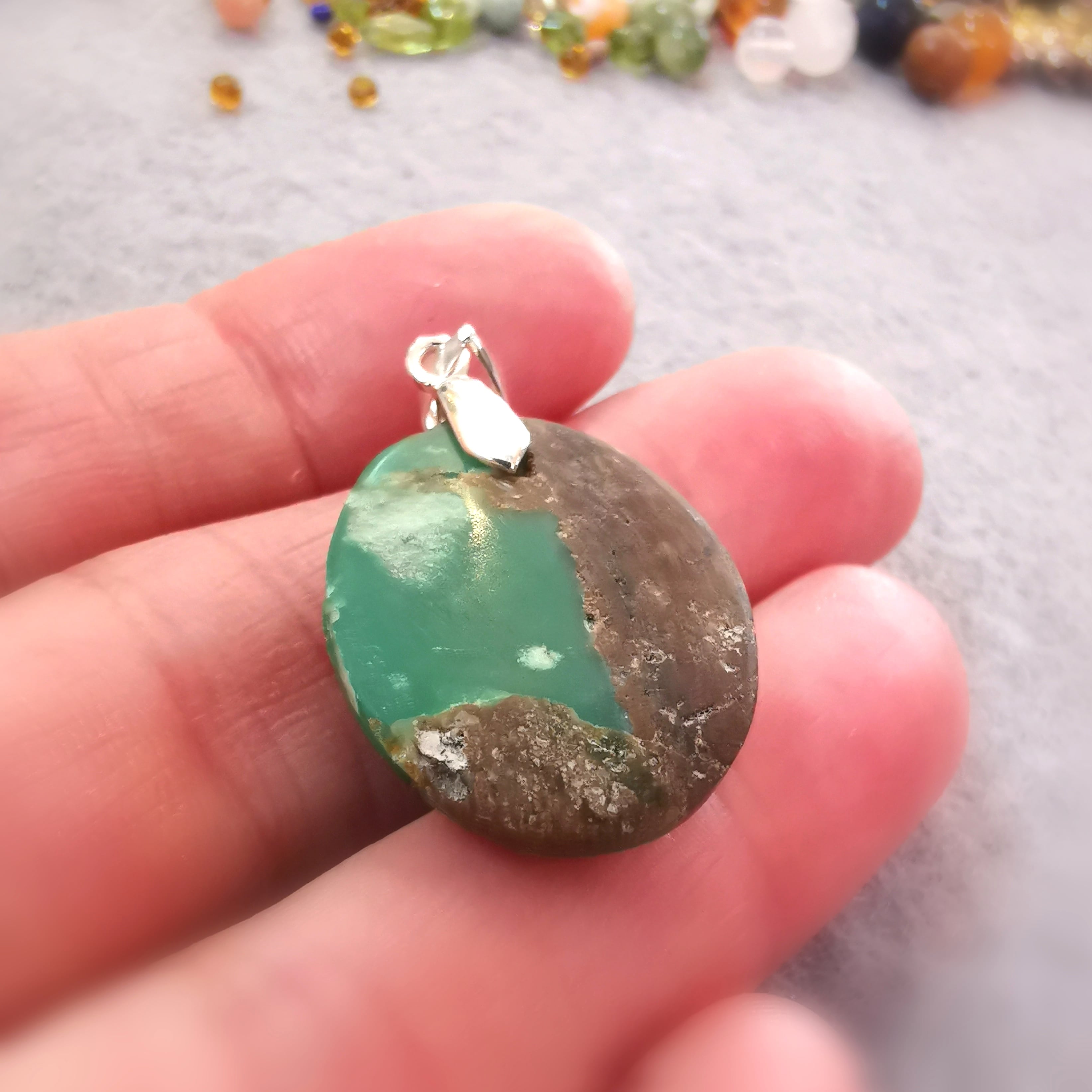 💚 Chrysopras Herzensstein, Chakra Heilstein Anhänger – geweiht für Hoffnung, Herzheilung & inneres Gleichgewicht