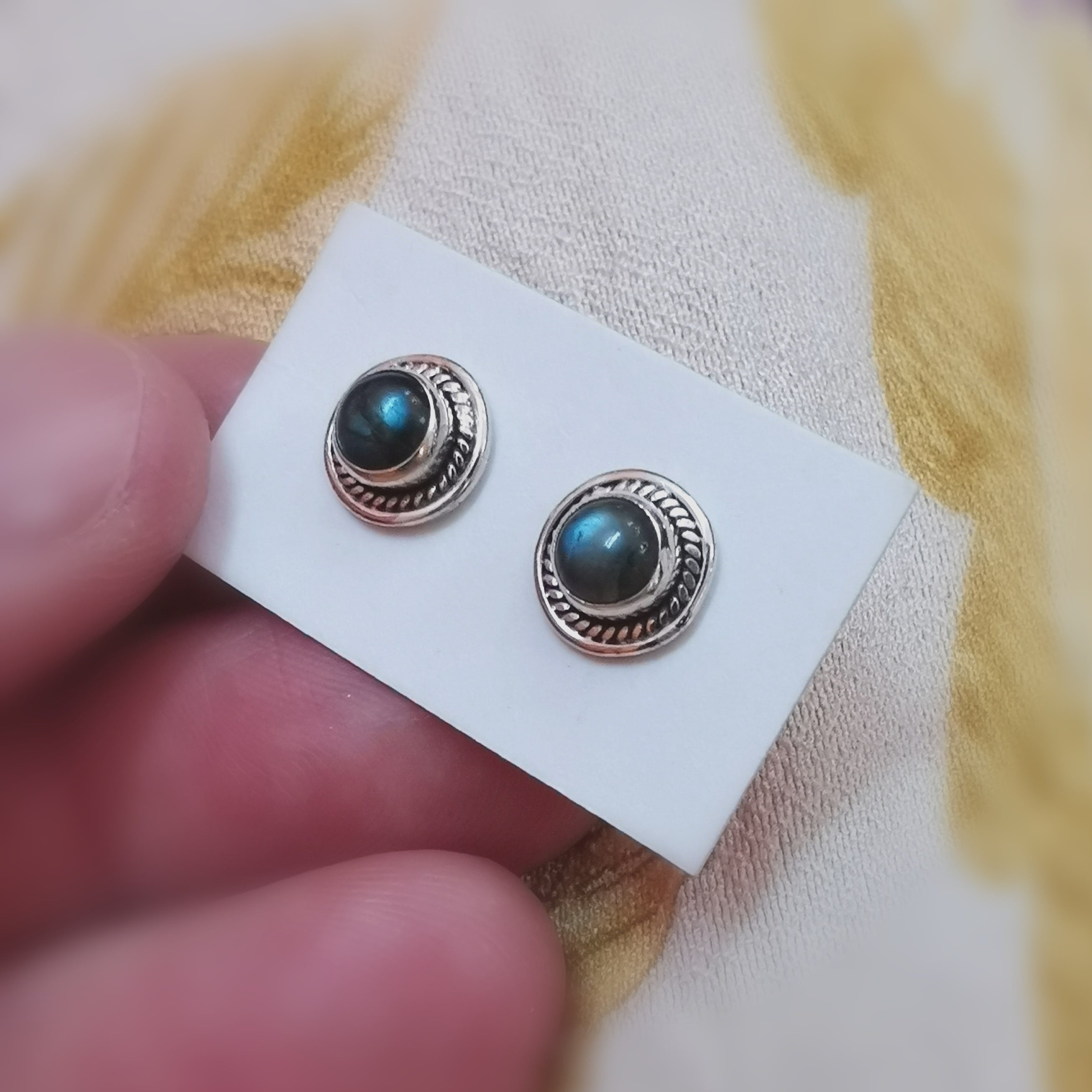 ✨ Labradorite earrings – sterling silver stud earrings for balance, hope &amp; spiritual depth