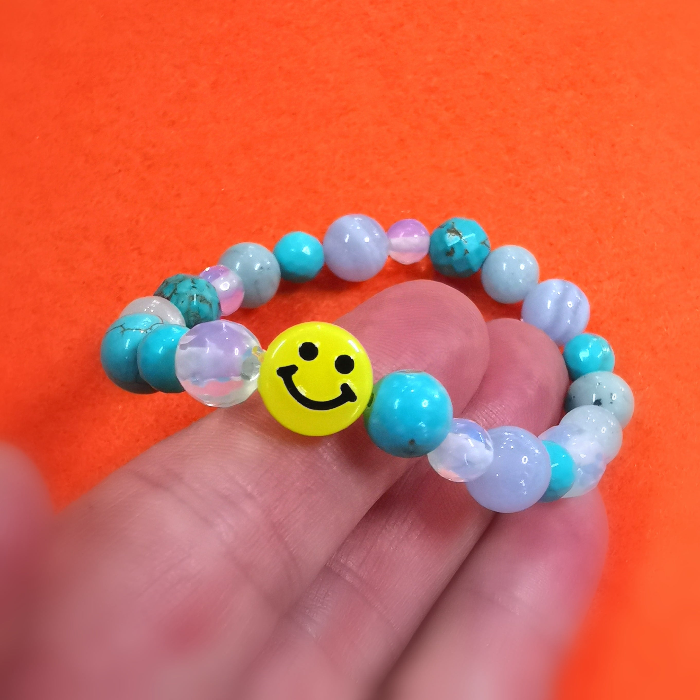 🌞 Kinder Edelstein Armband Smiley  – Freude, Leichtigkeit
