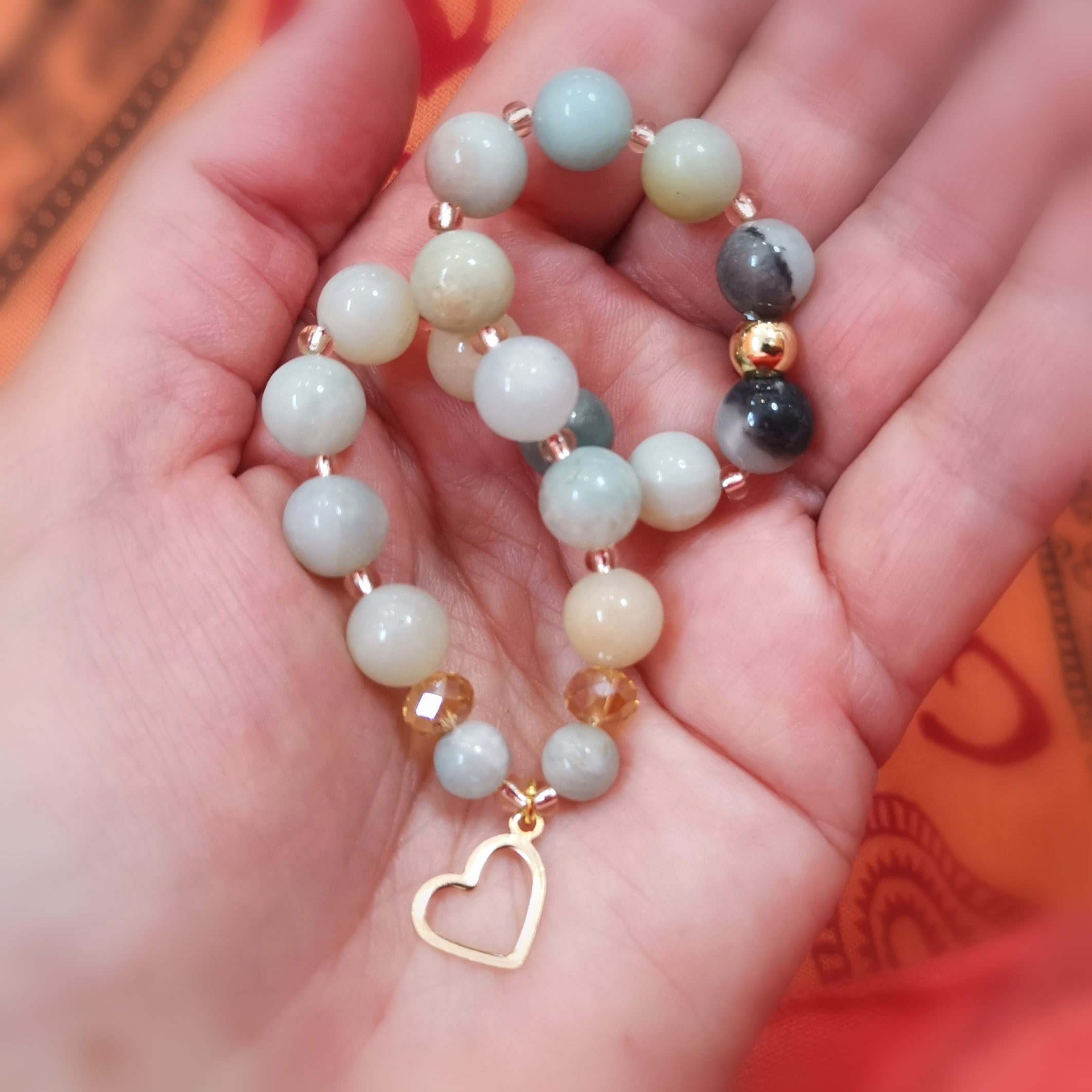 Amazonit Herz Edelstein Karma Armband geweiht – Liebe, Ausdruck & innere Ruhe