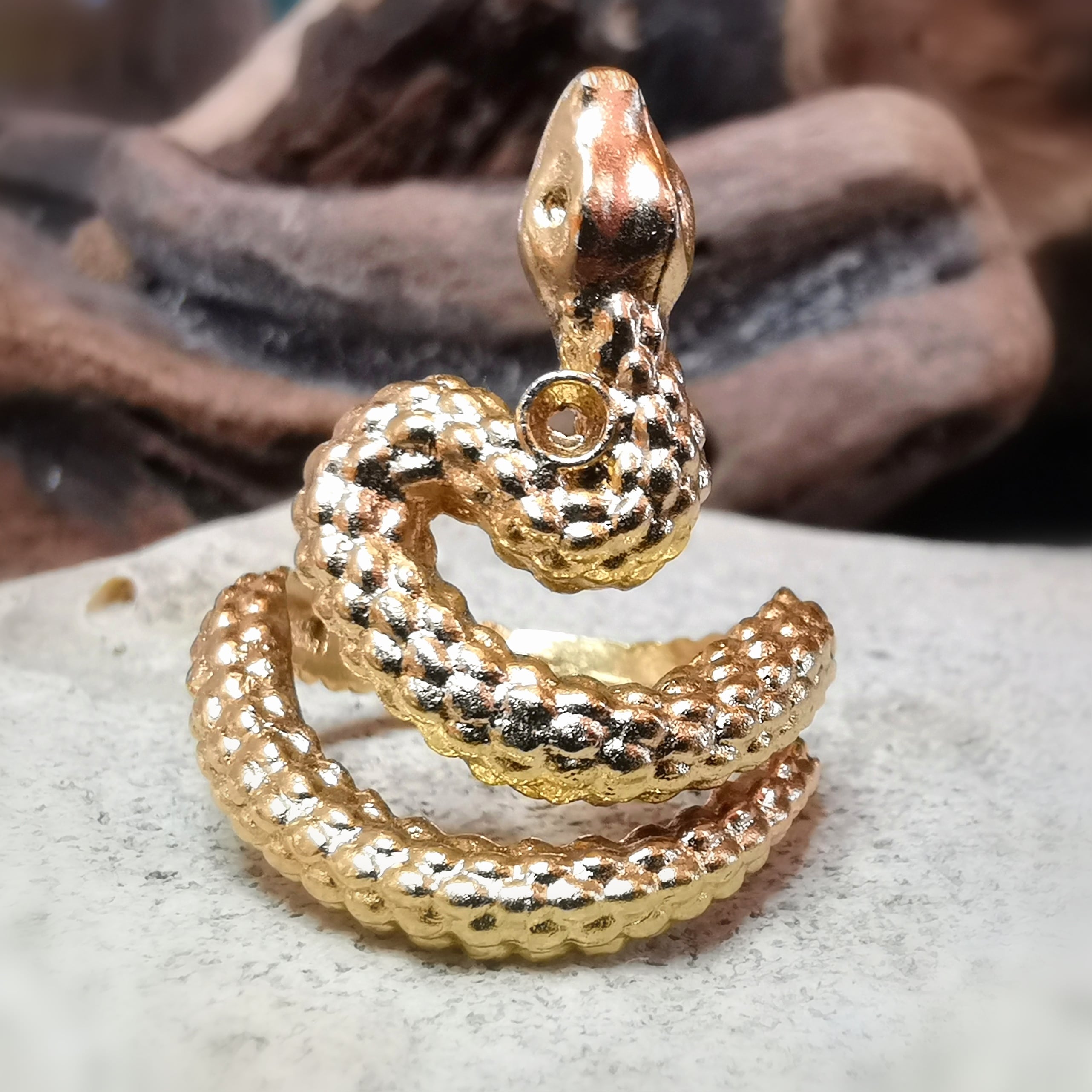🐍 Kobra Schlangen Ring – Boho Fingerring Messing Gold, Stärke & Wandel